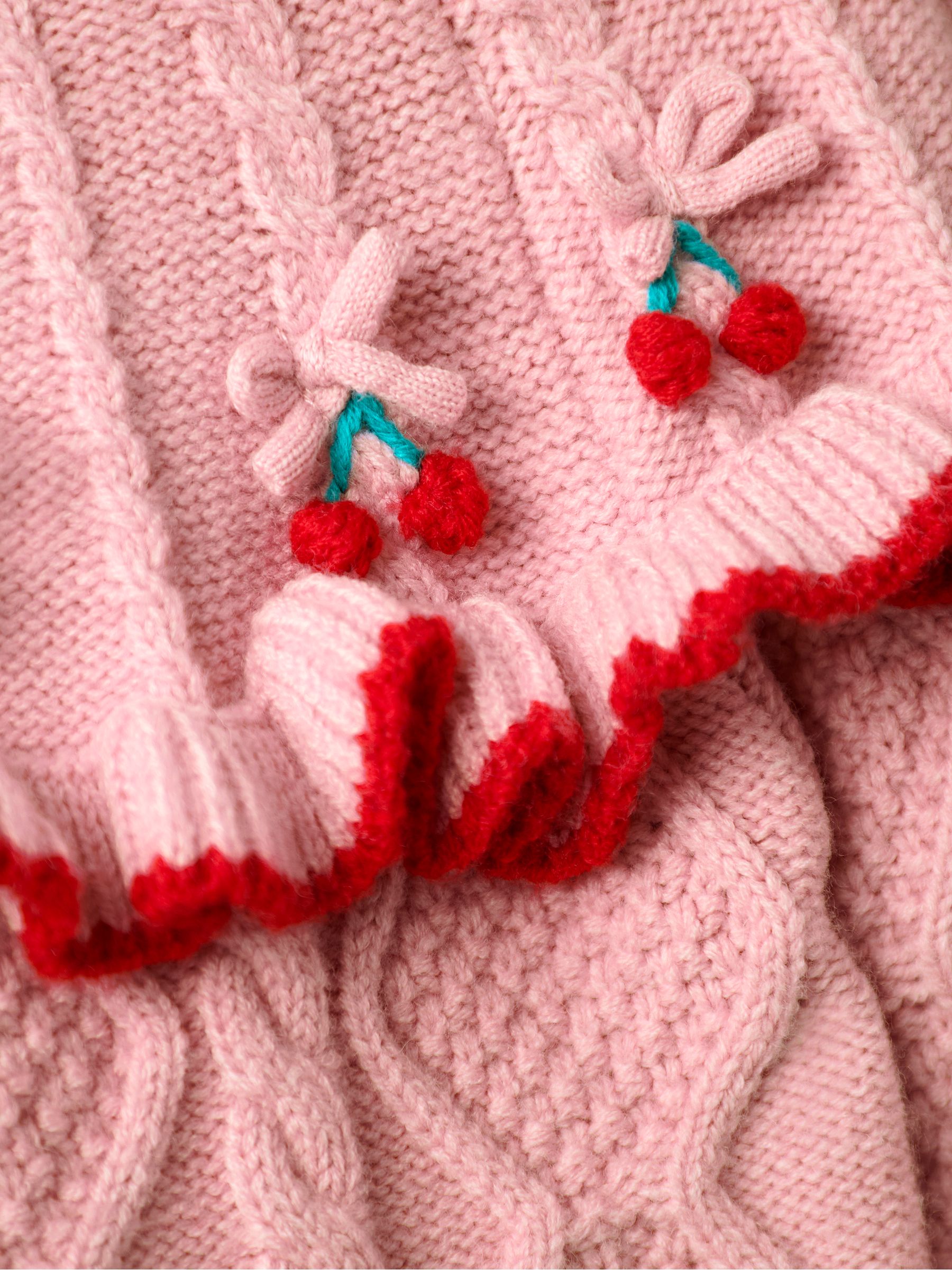 Pink Embroidered Cable Frill Knitted Dress - Image 3 of 3