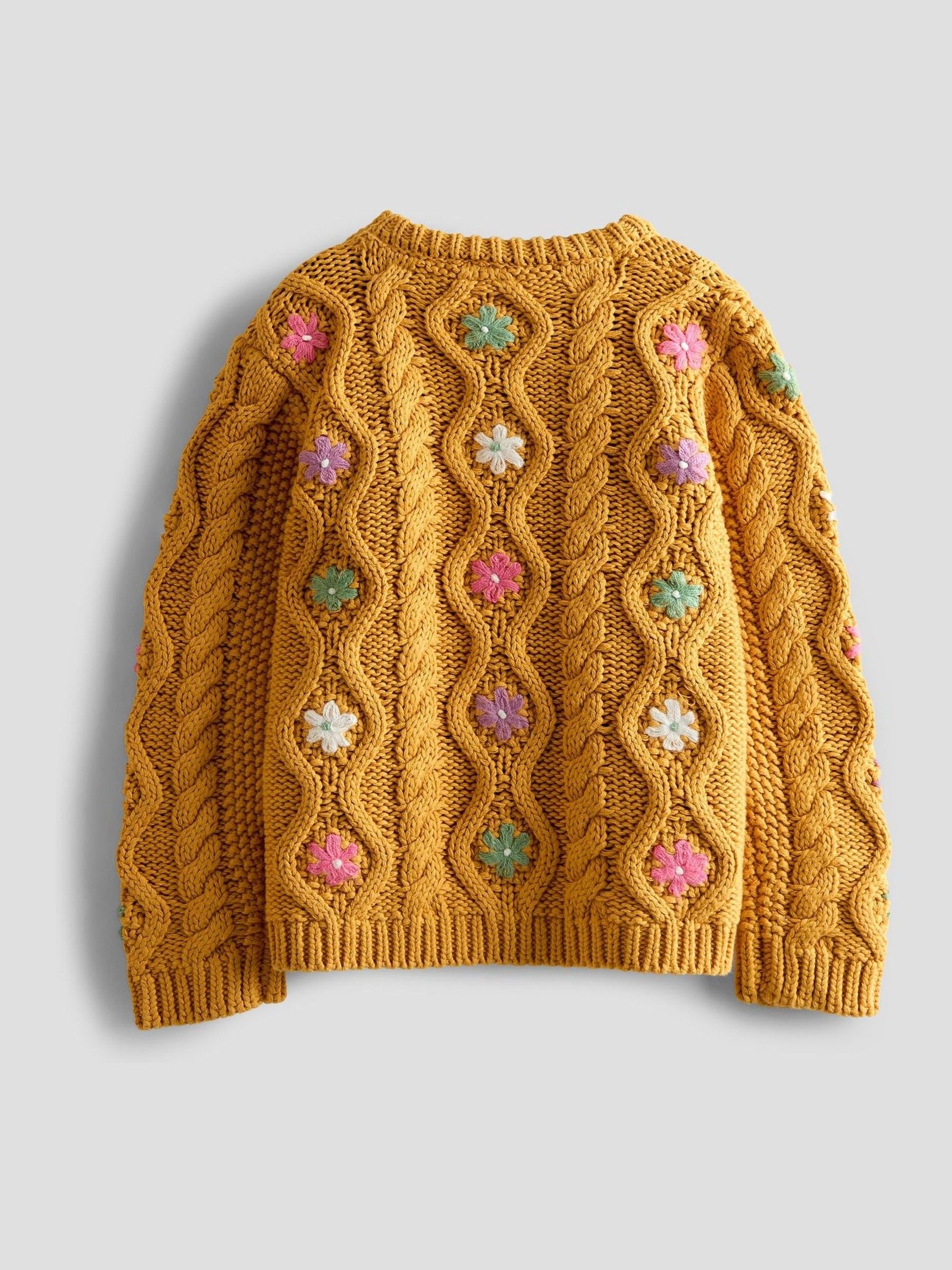 Mustard Embroidered Chunky Knit Jumper - Image 2 of 3