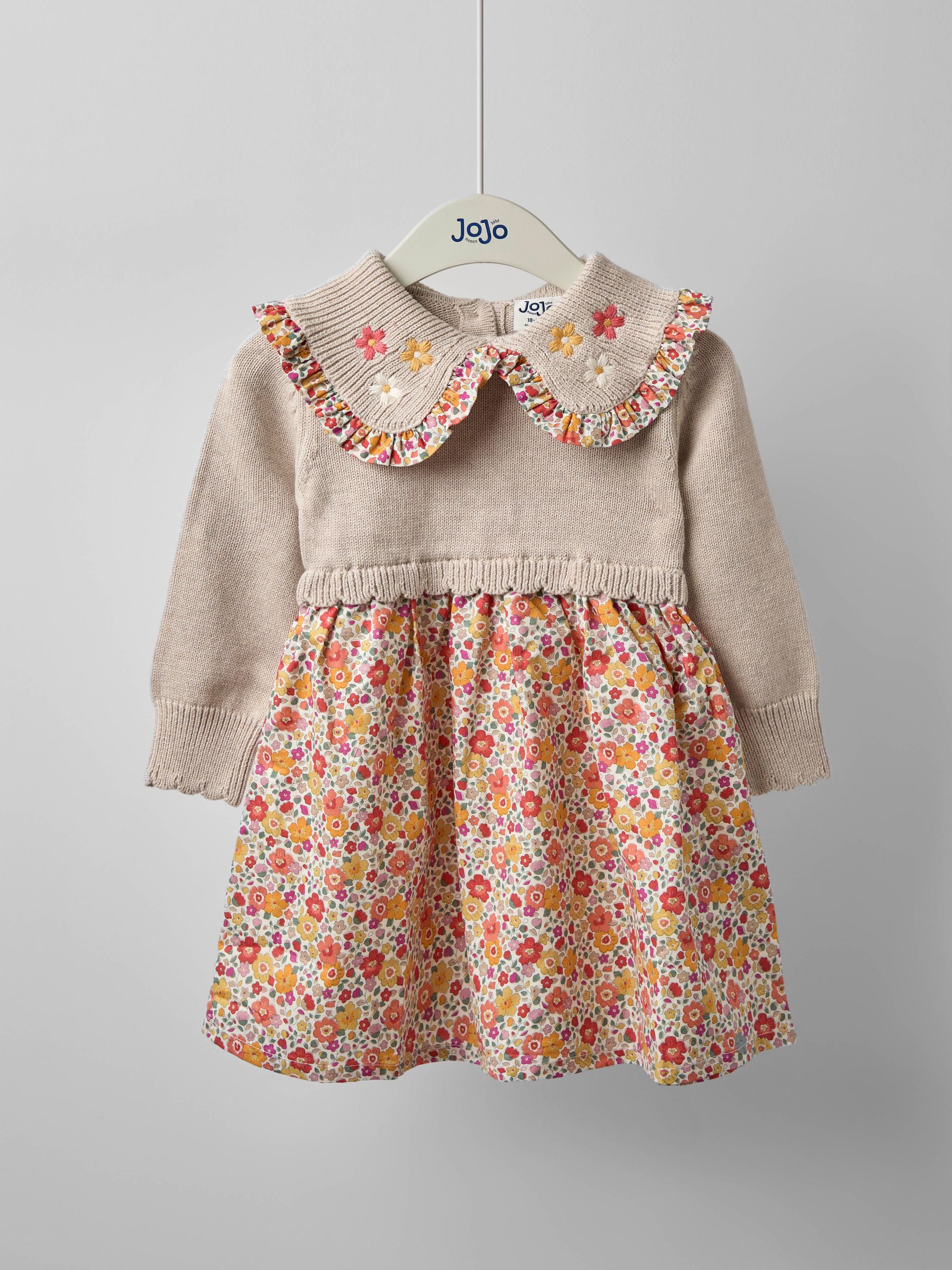 Natural Floral Knitted Combo Dress | JoJo Maman Bb USA