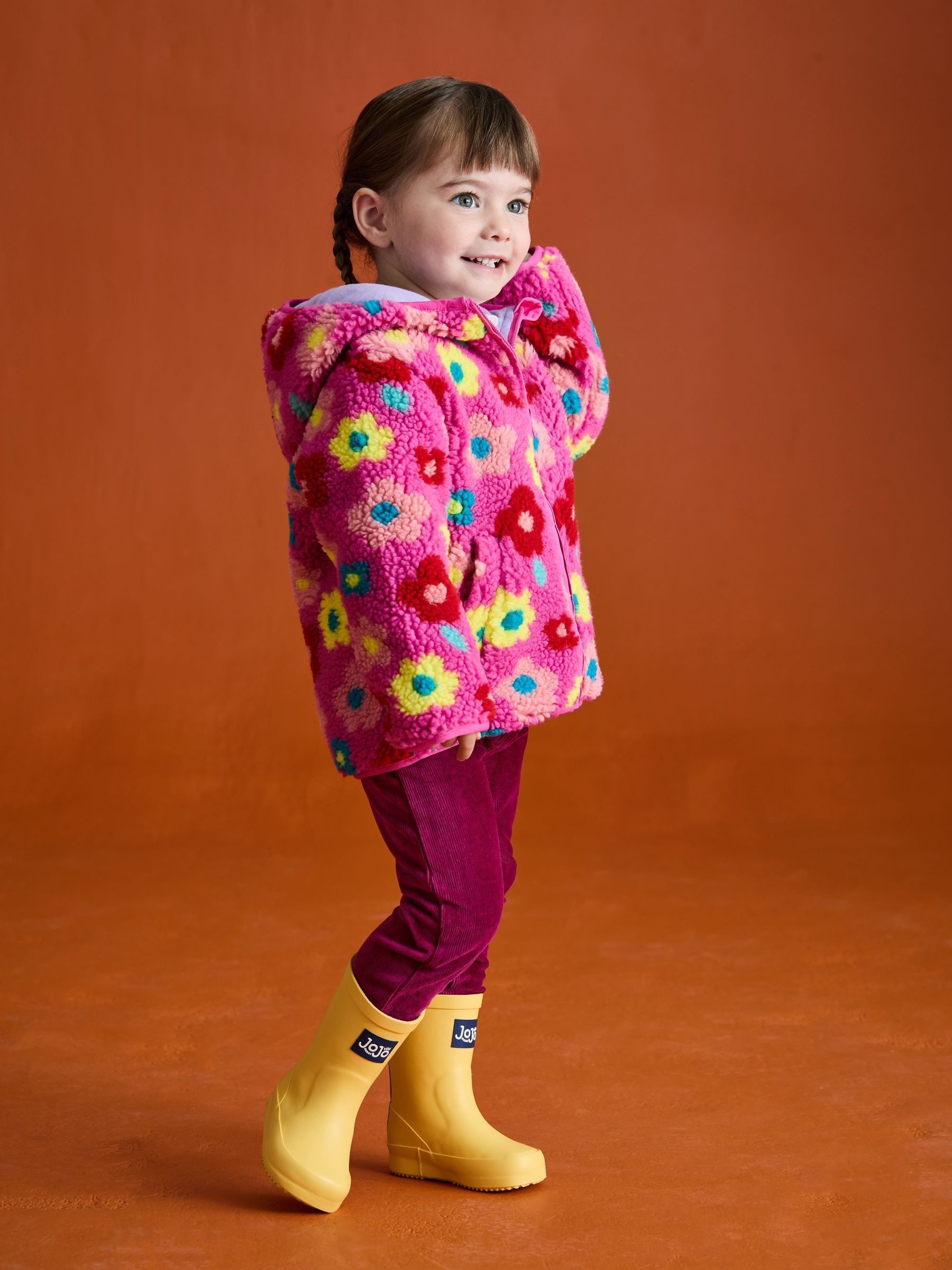 Fuschia Pink Flower Hooded Fleece Jacket - Image 10 of 11
