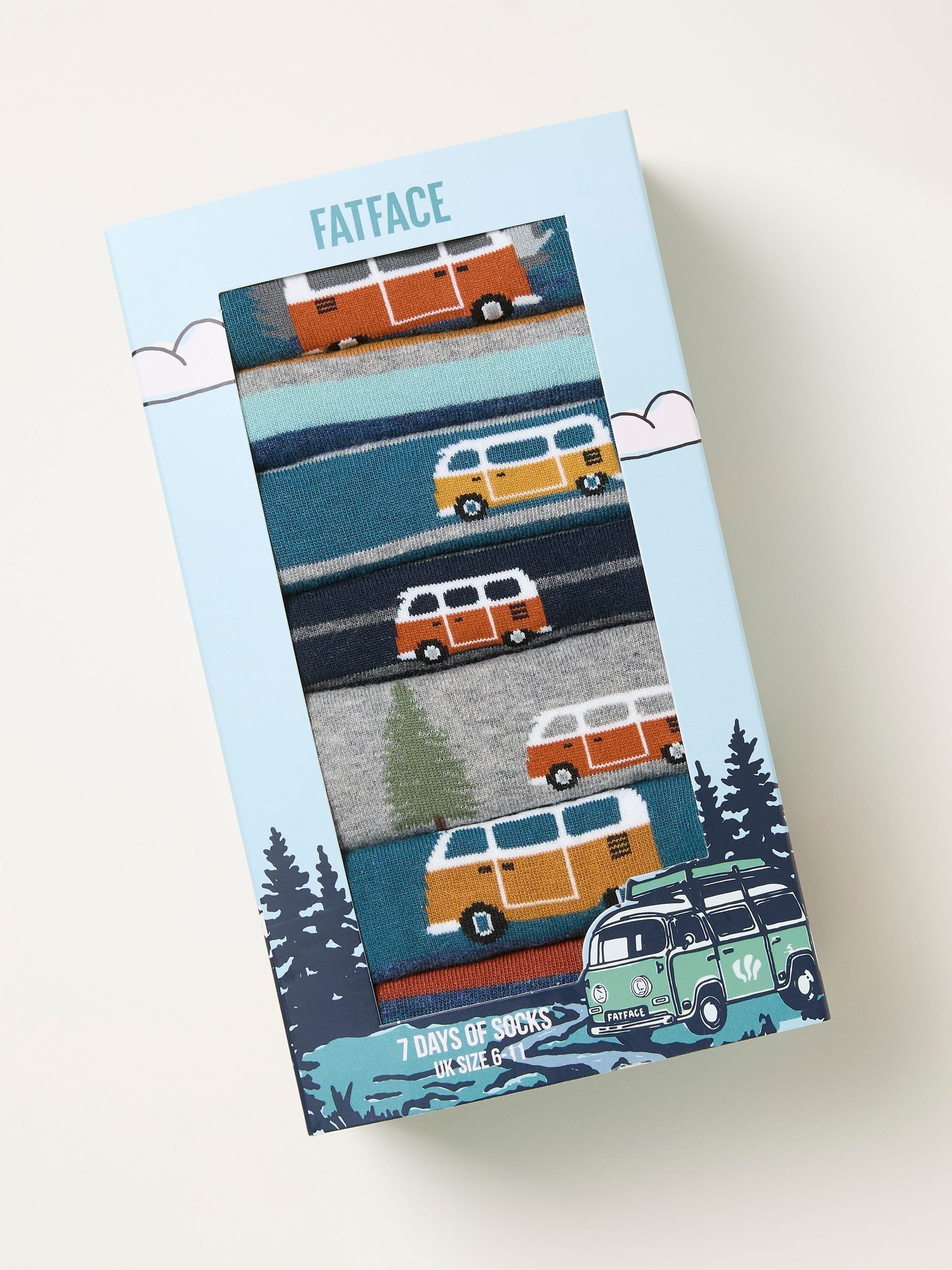 7 Pack Of Camper Stripe Socks In A Gift Box