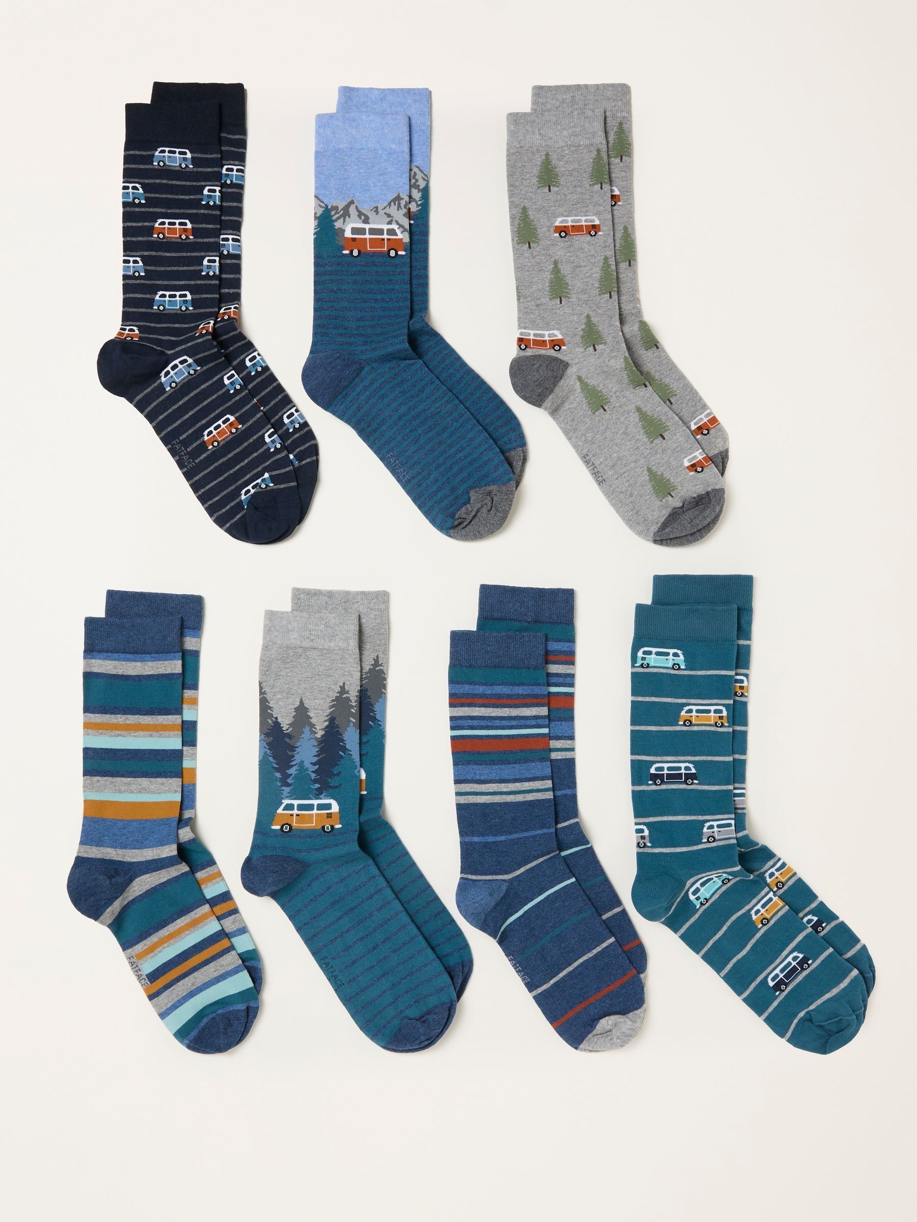Multi 7 Pack of Camper Stripe Socks in a Gift Box - Image 2 of 3