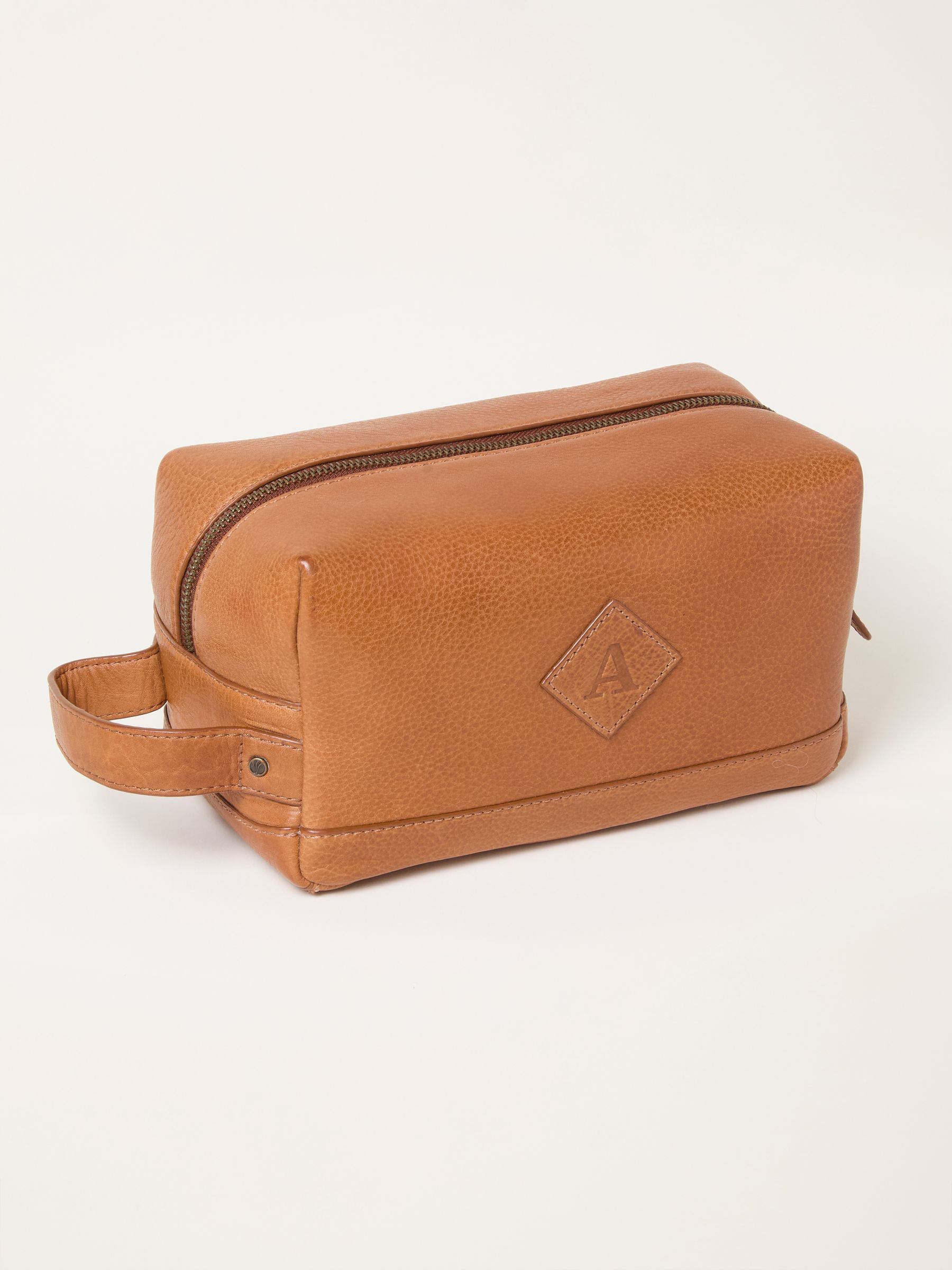 Tan Brown Alphabet Leather Wash Bag - Image 2 of 3 Tan Brown Alphabet Leather Wash Bag - Image 2 of 3