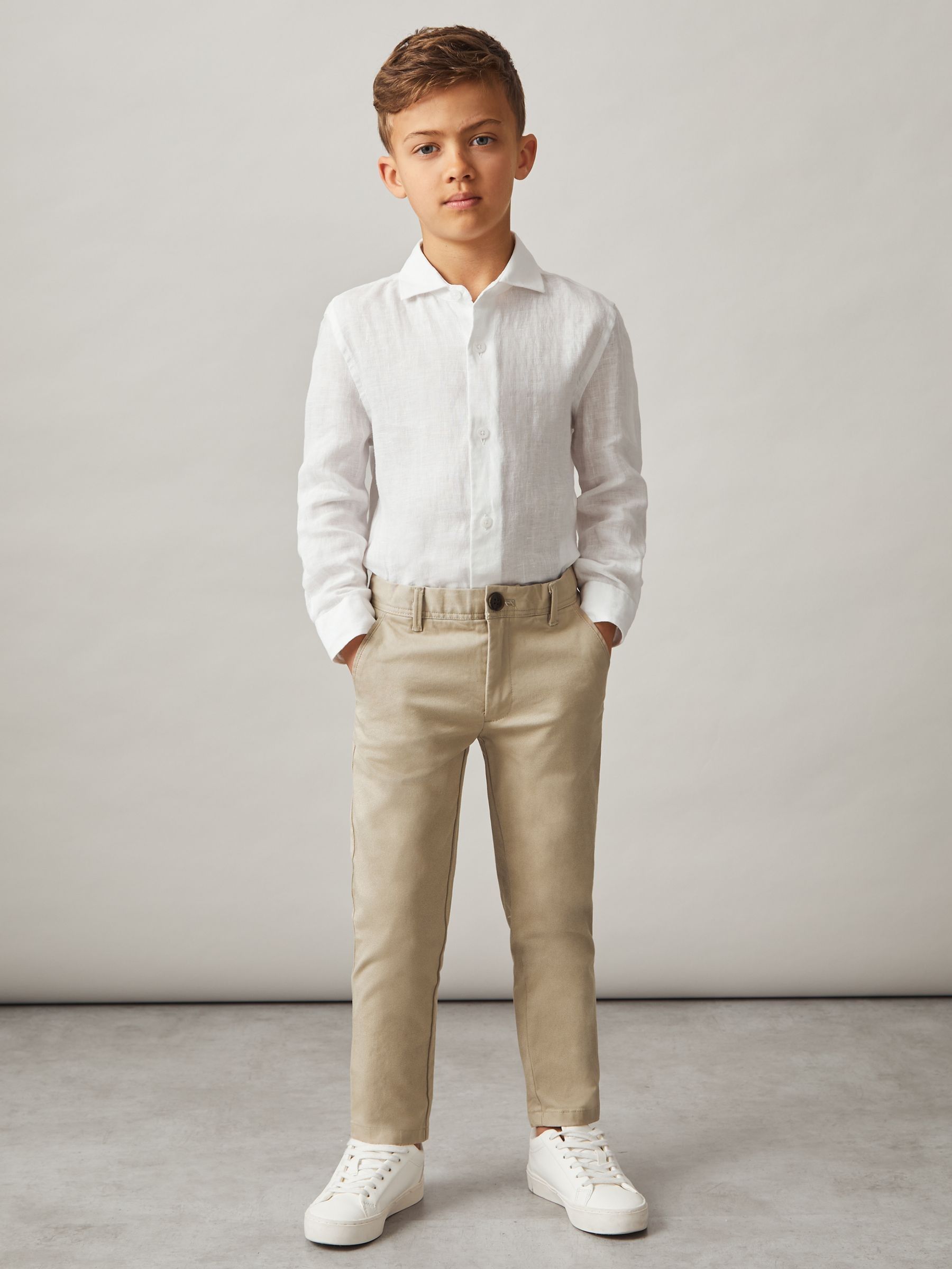 9-14 yrs Slim Fit Casual Chinos in Stone - Image 3 of 4