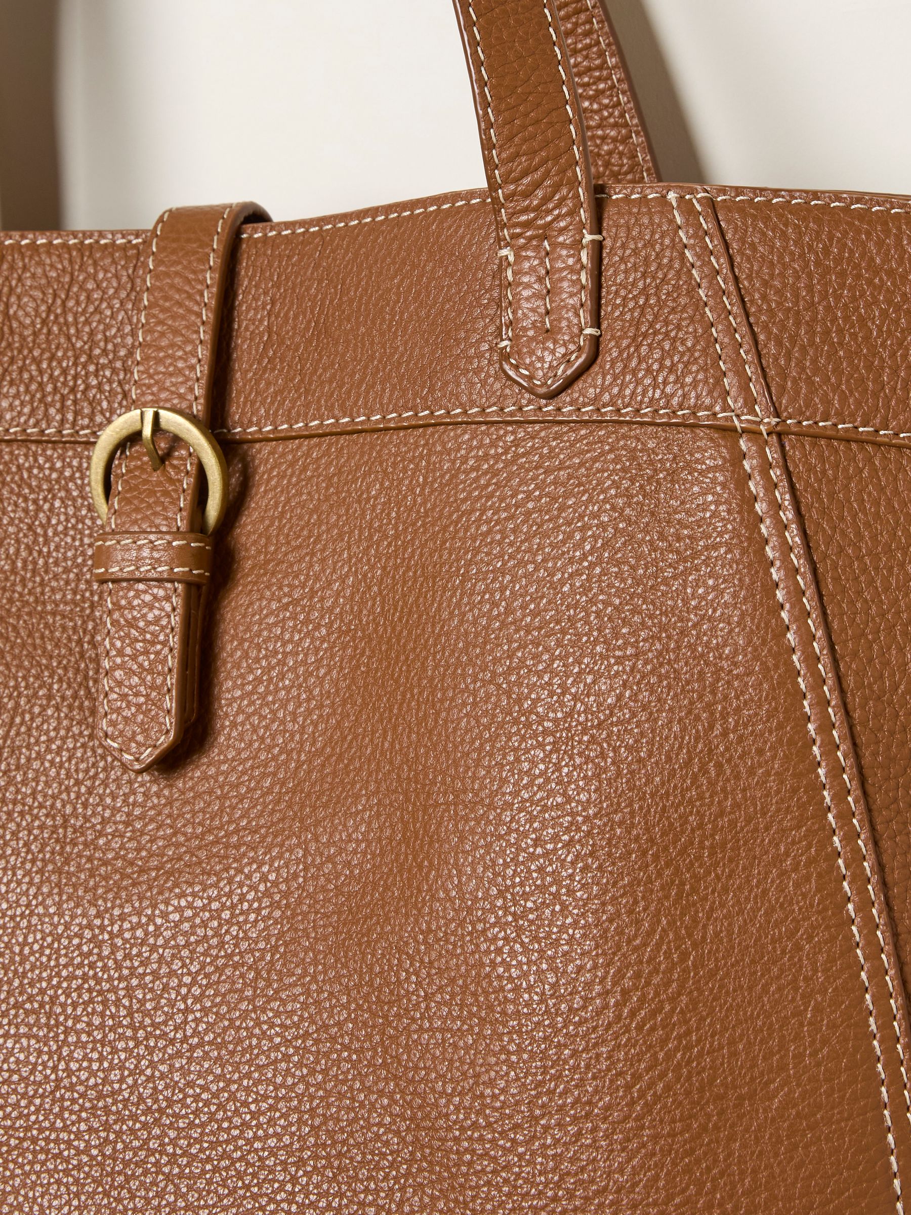 Tilly Tan Brown Leather Tote Bag - Image 3 of 3
