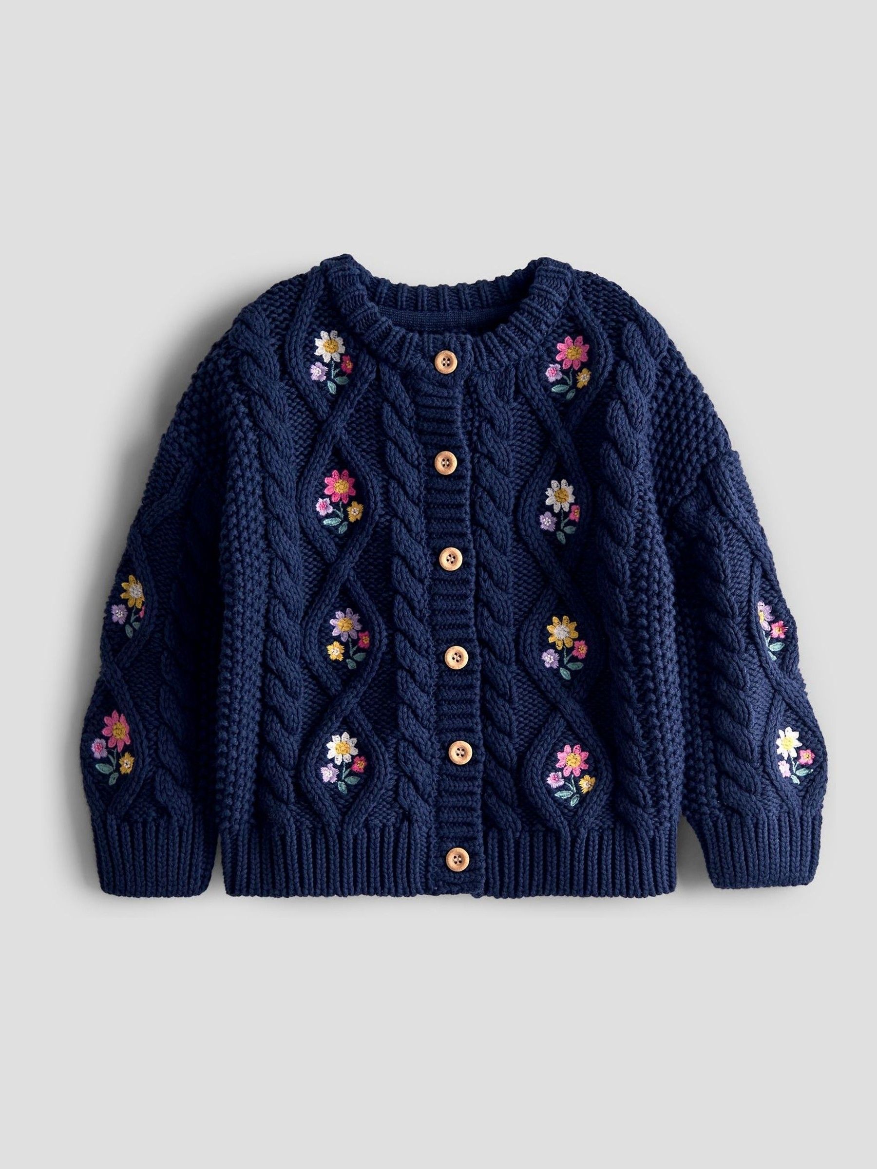 Navy Embroidered Chunky Knit Jumper - Image 1 of 3