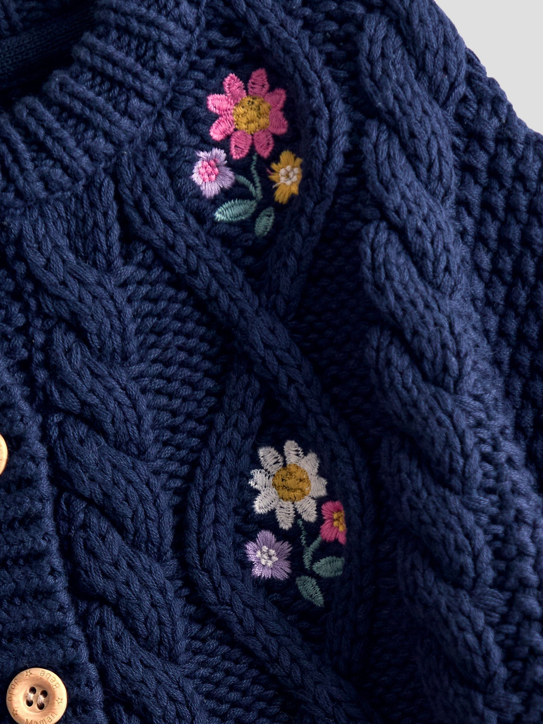Navy Embroidered Chunky Knit Jumper - Image 3 of 3