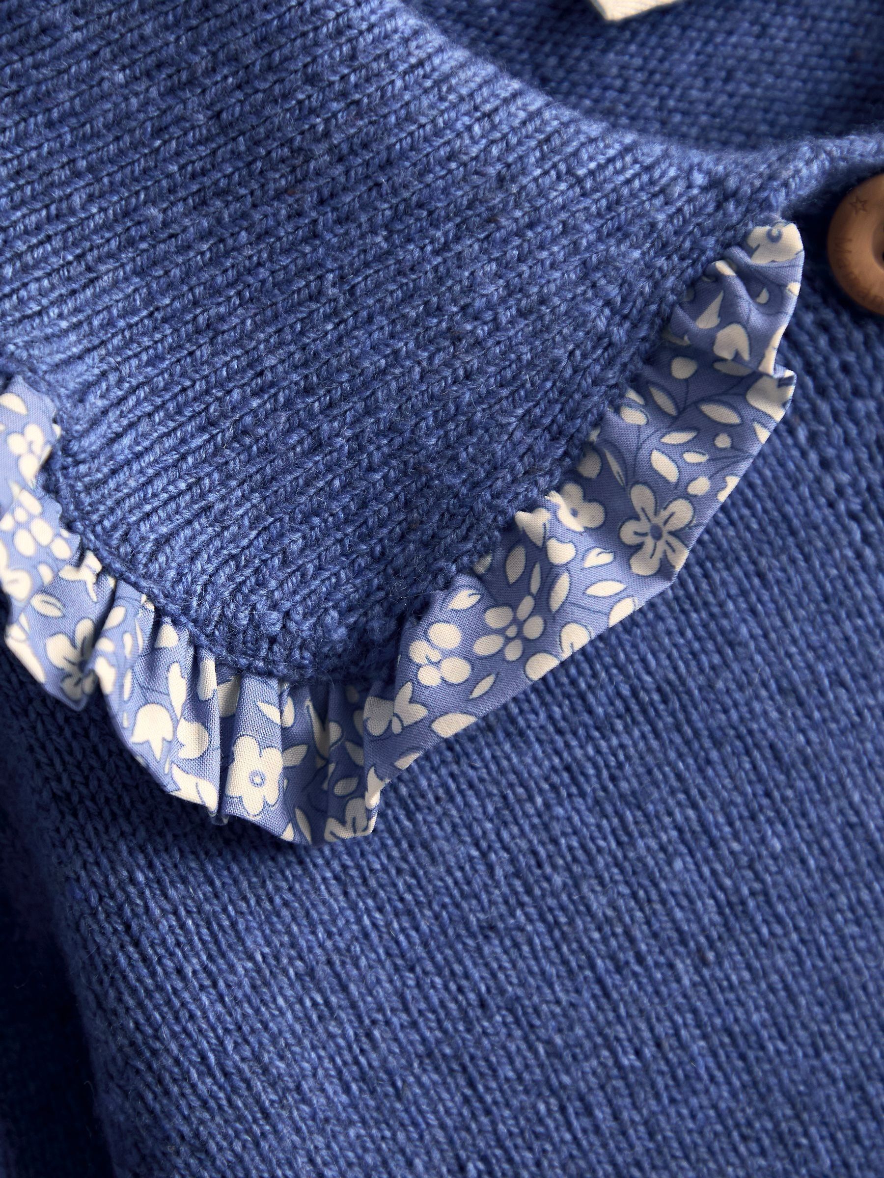 Blue Floral Frill Collar Cardigan - Image 3 of 3