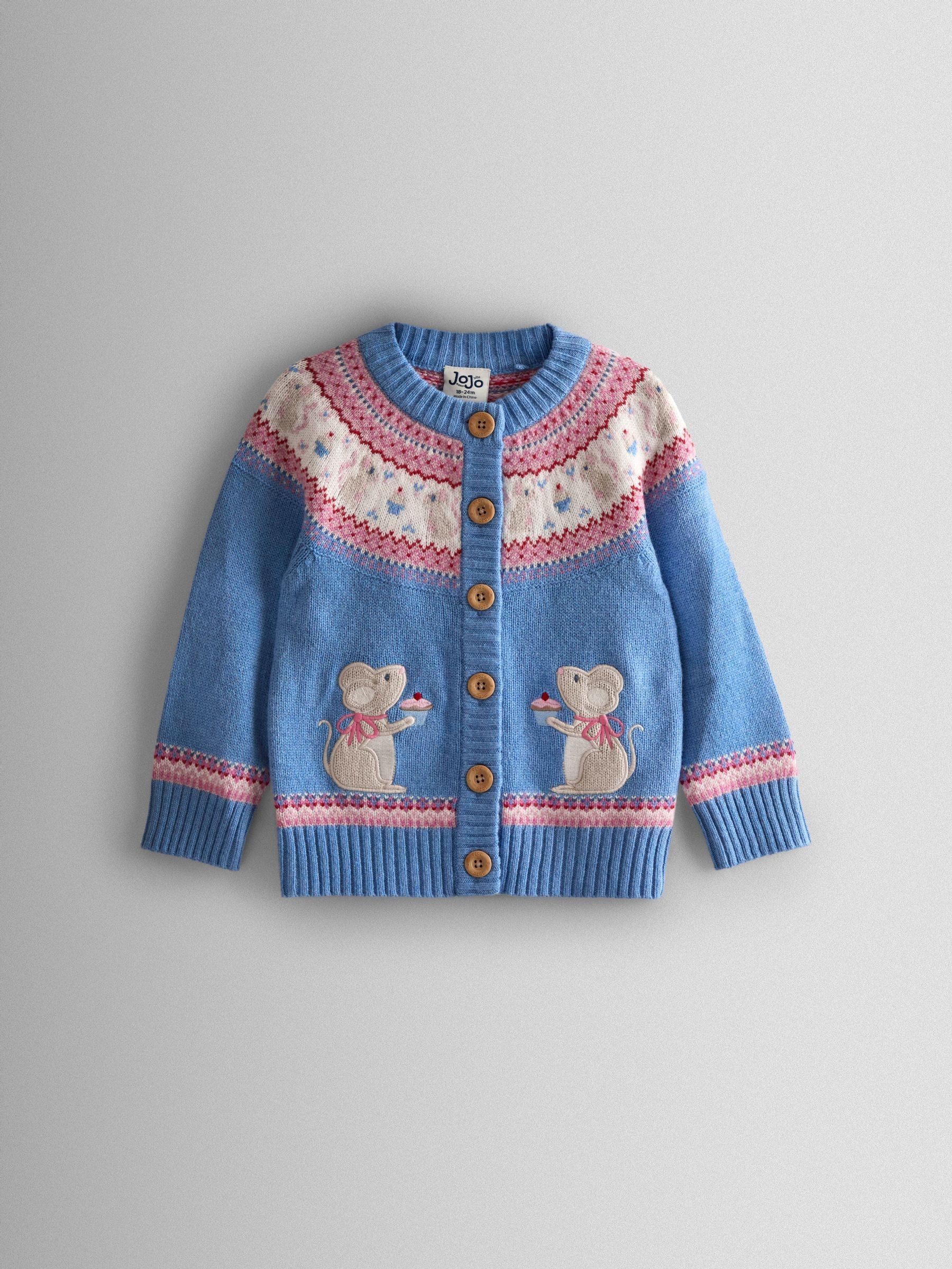 Blue Fair Isle Appliqué Pocket Cardigan | JoJo Maman Bébé USA