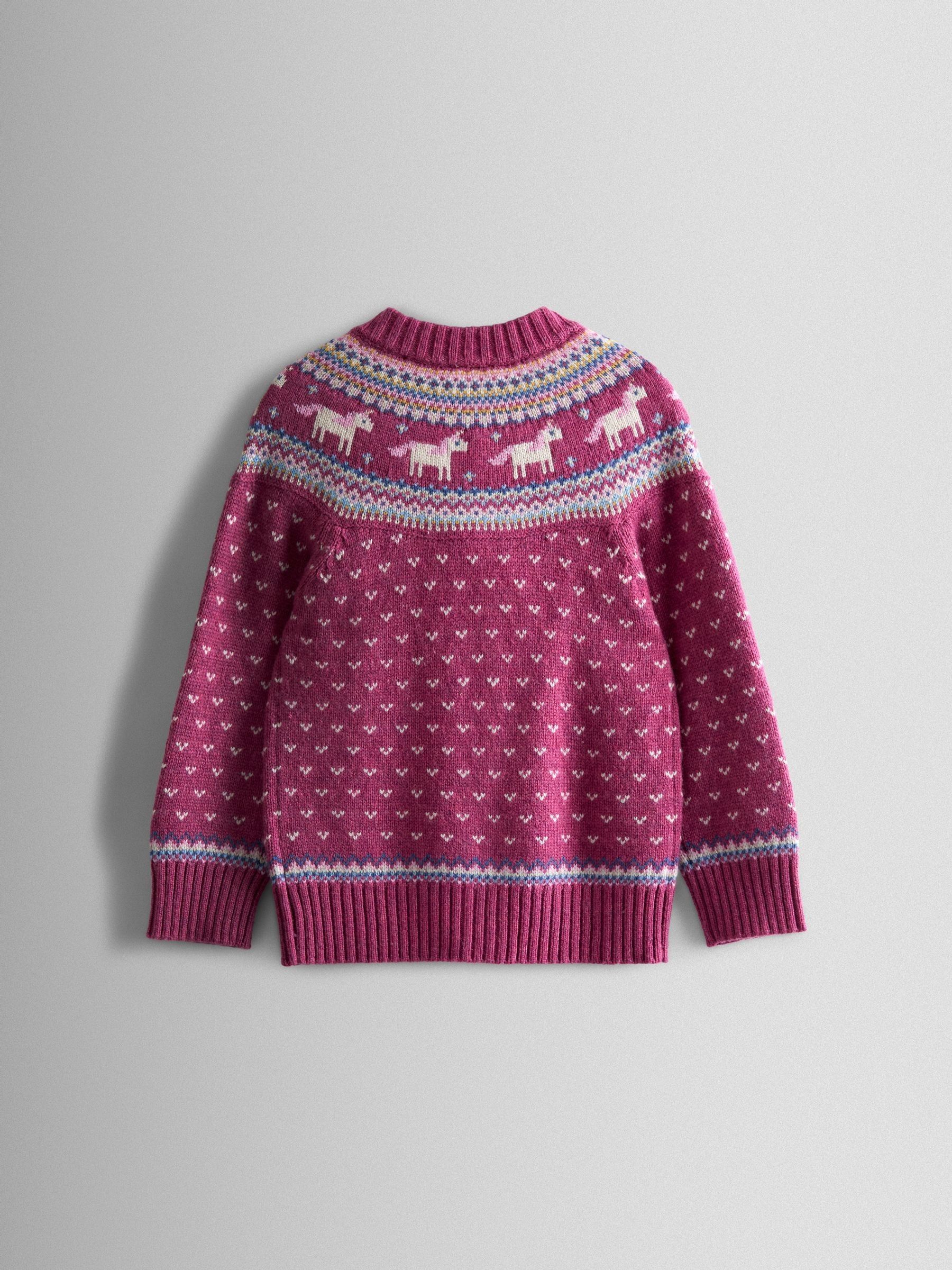 Pink Light Fair Isle Appliqué Pocket Cardigan - Image 2 of 3