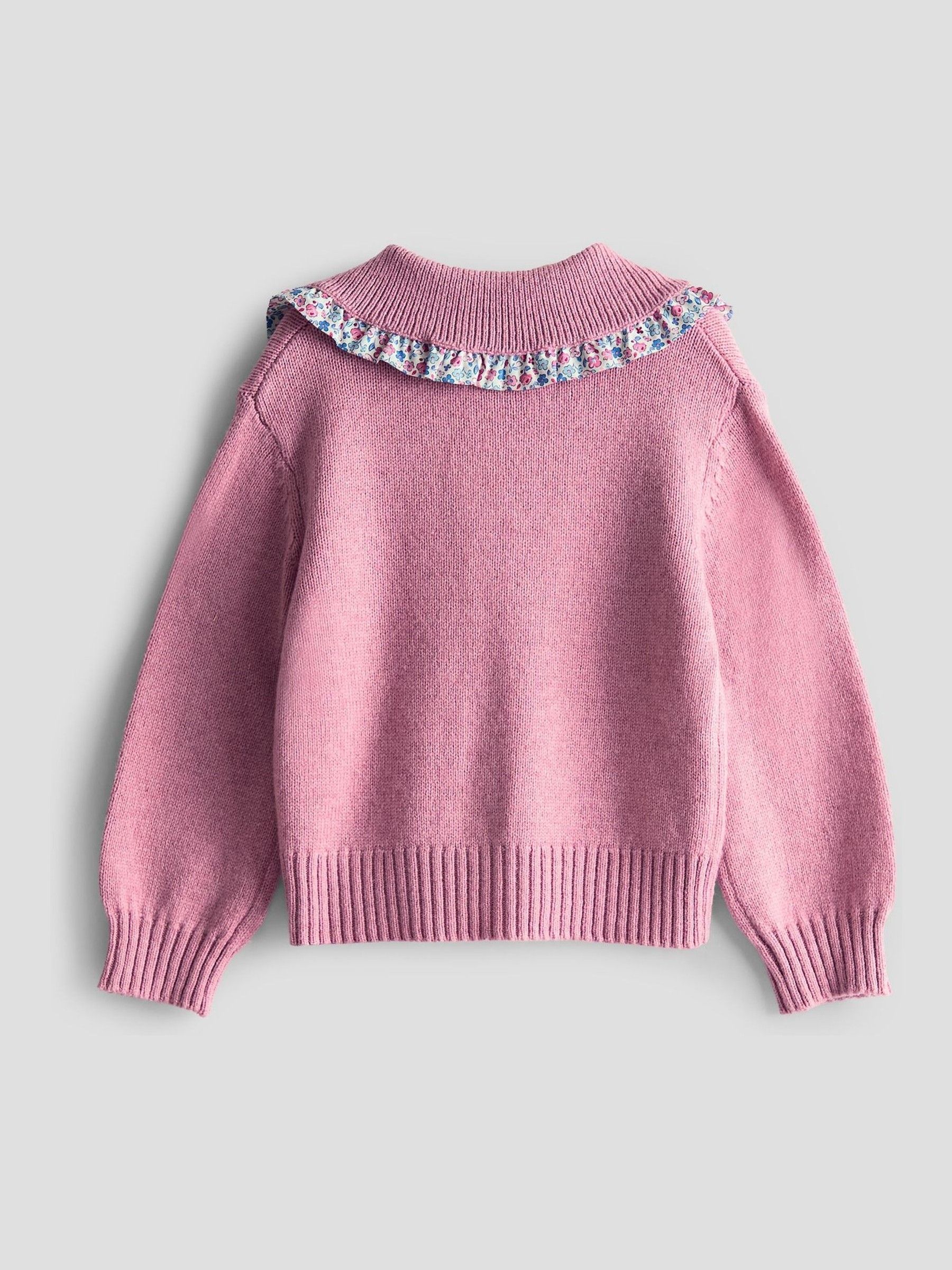 Pink Floral Frill Collar Cardigan - Image 2 of 3