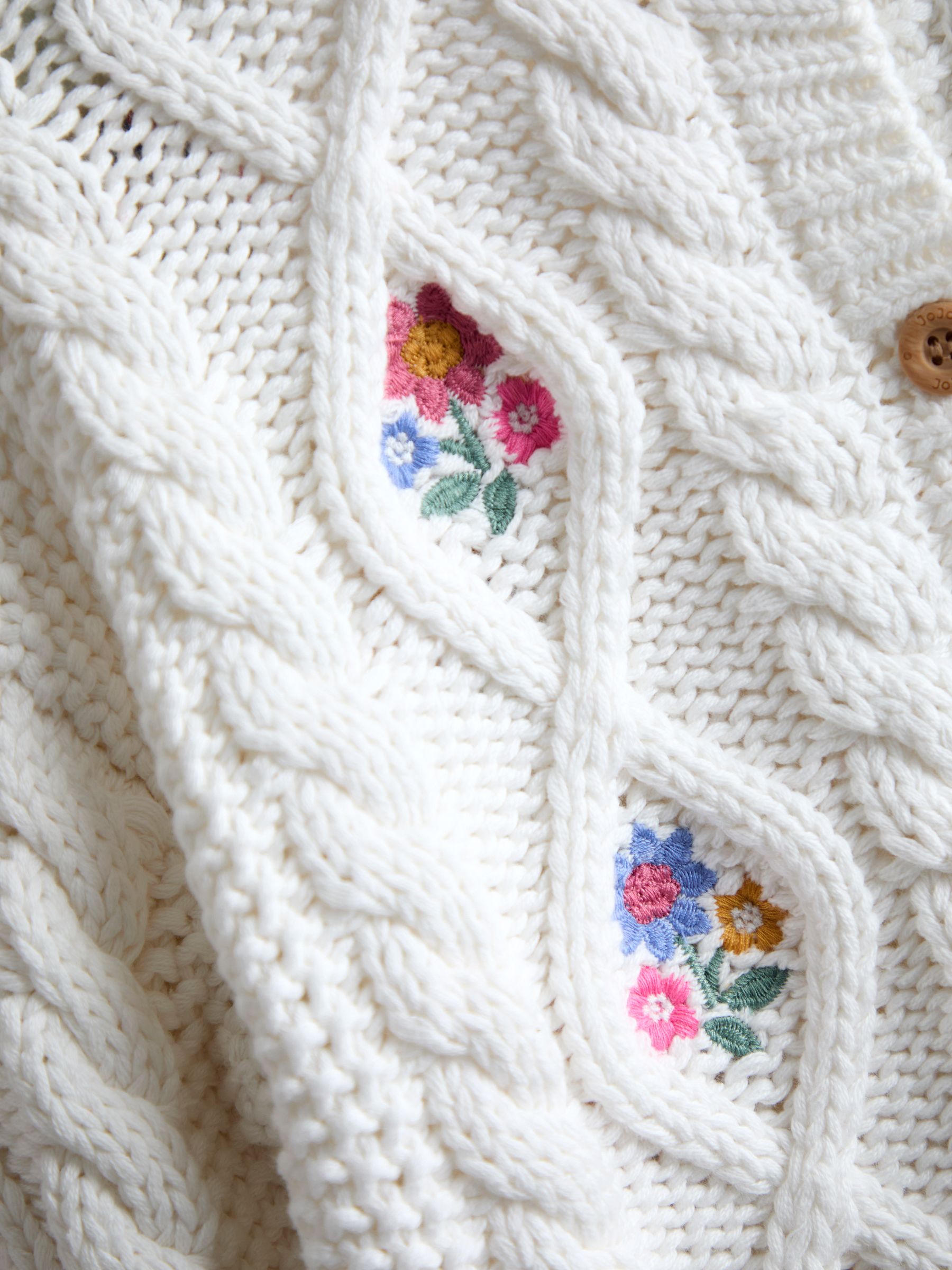 Cream Embroidered Chunky Knit Jumper | JoJo Maman Bébé