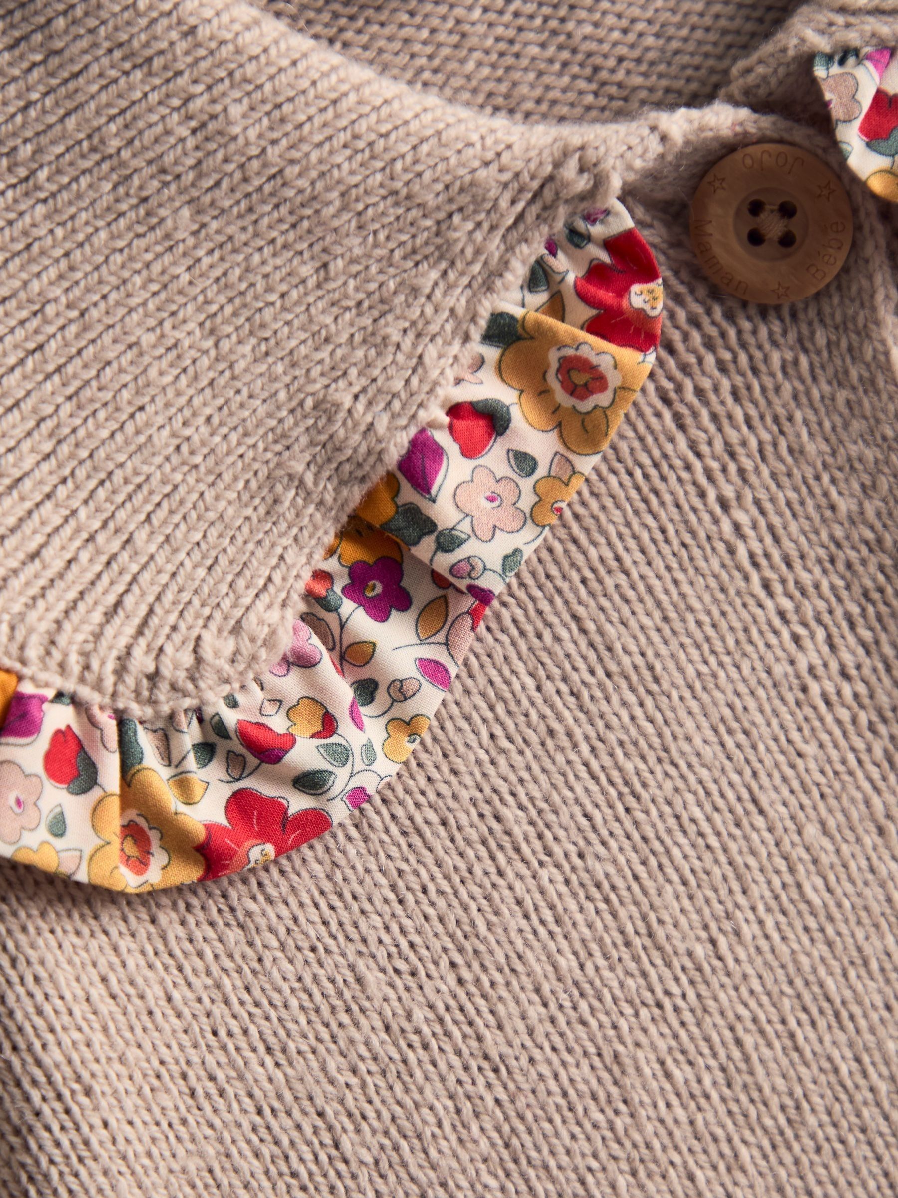Natural Floral Frill Collar Cardigan - Image 3 of 3