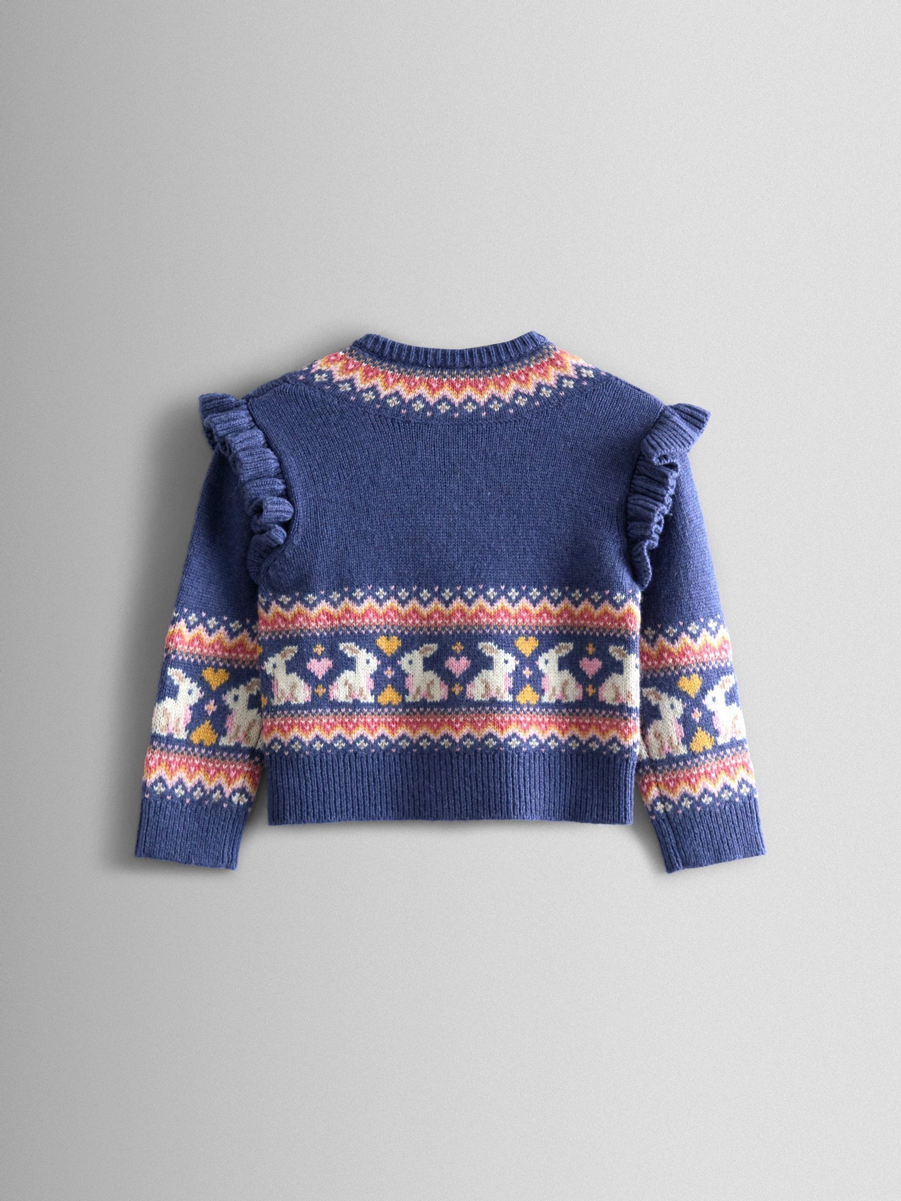 Blue Frill Shoulder Fair Isle Cardigan - Image 2 of 4