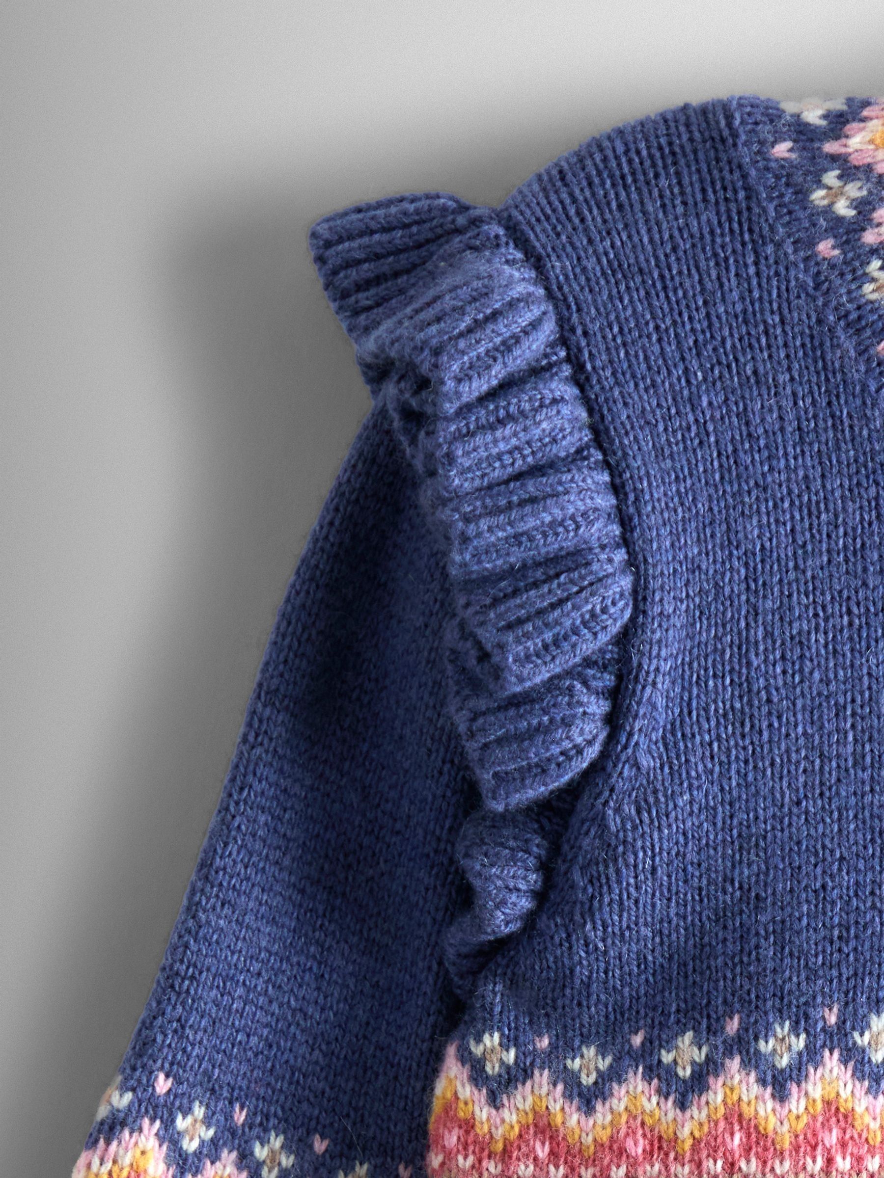 Blue Frill Shoulder Fair Isle Cardigan - Image 3 of 4