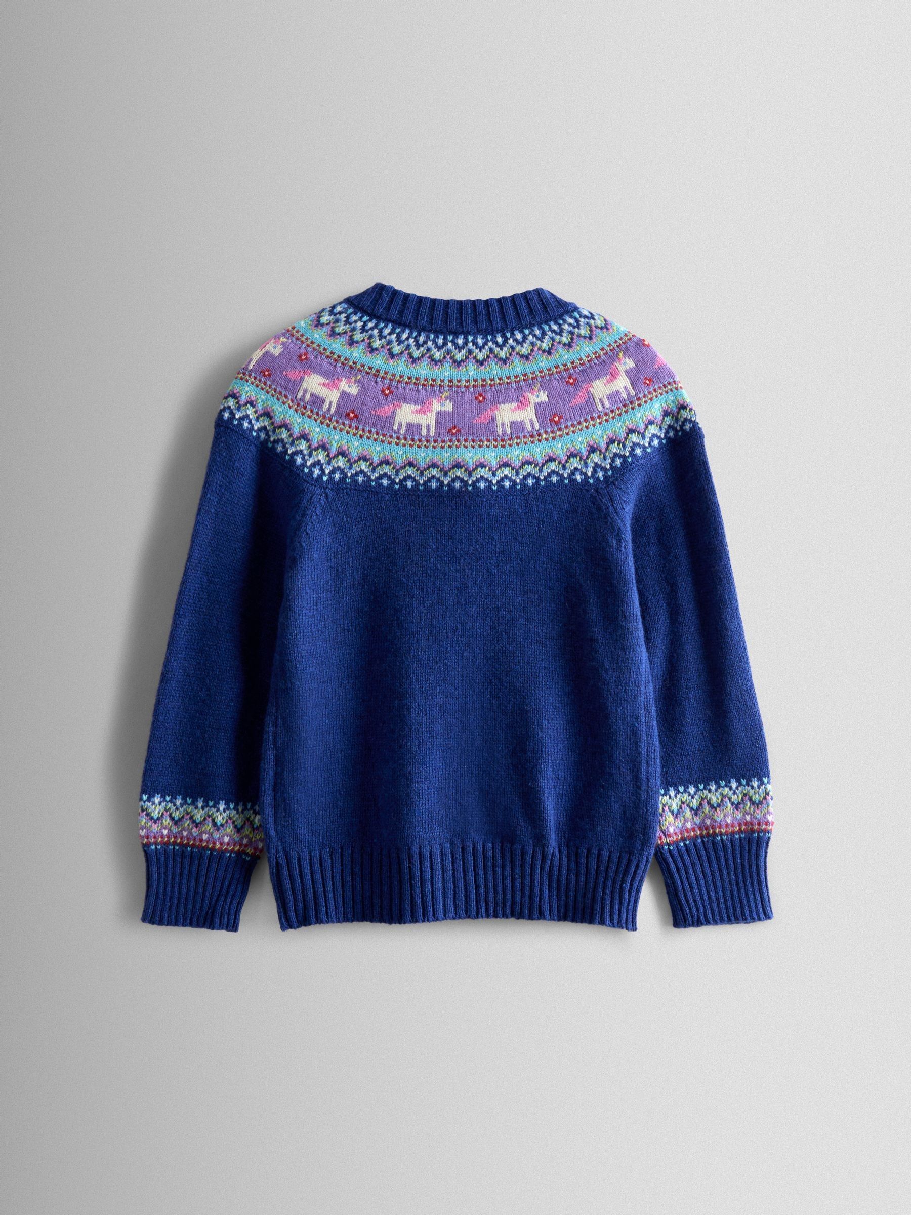 Blue Dark Fair Isle Appliqué Pocket Cardigan - Image 2 of 3
