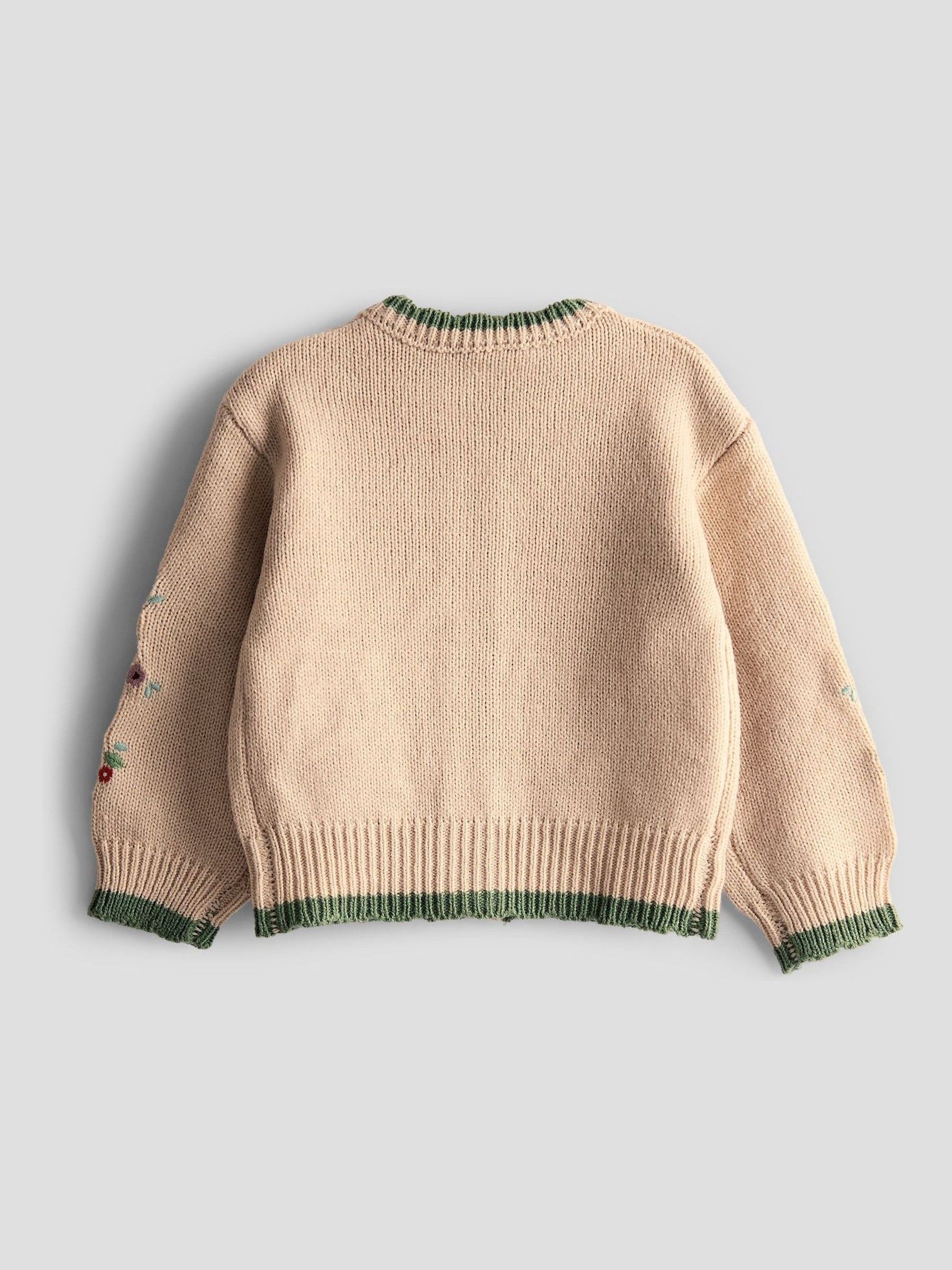 Natural Scallop Edge Embroidered Pocket Cardigan - Image 2 of 3