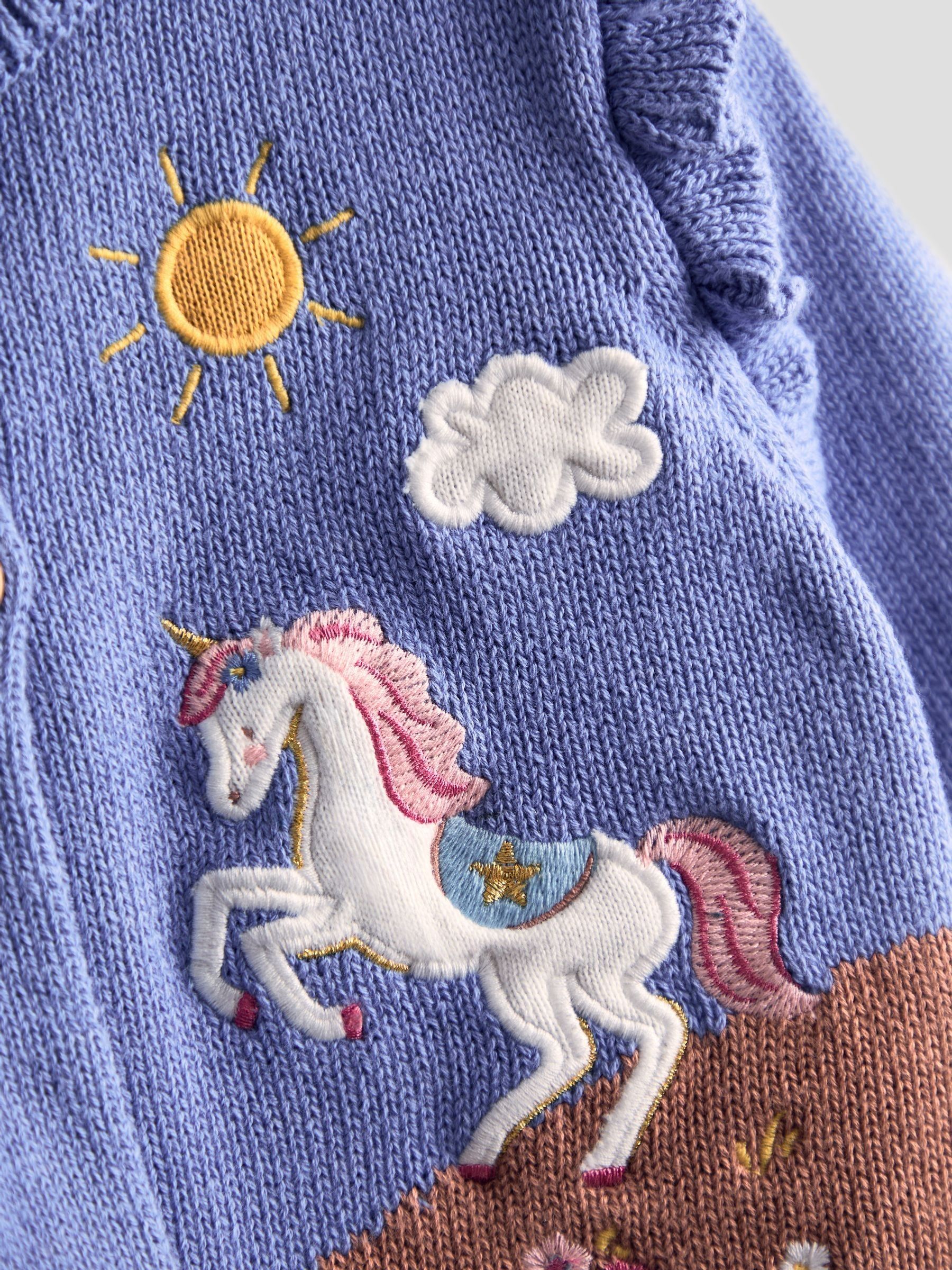 Denim Frill Shoulder Appliqué Cardigan - Image 3 of 3