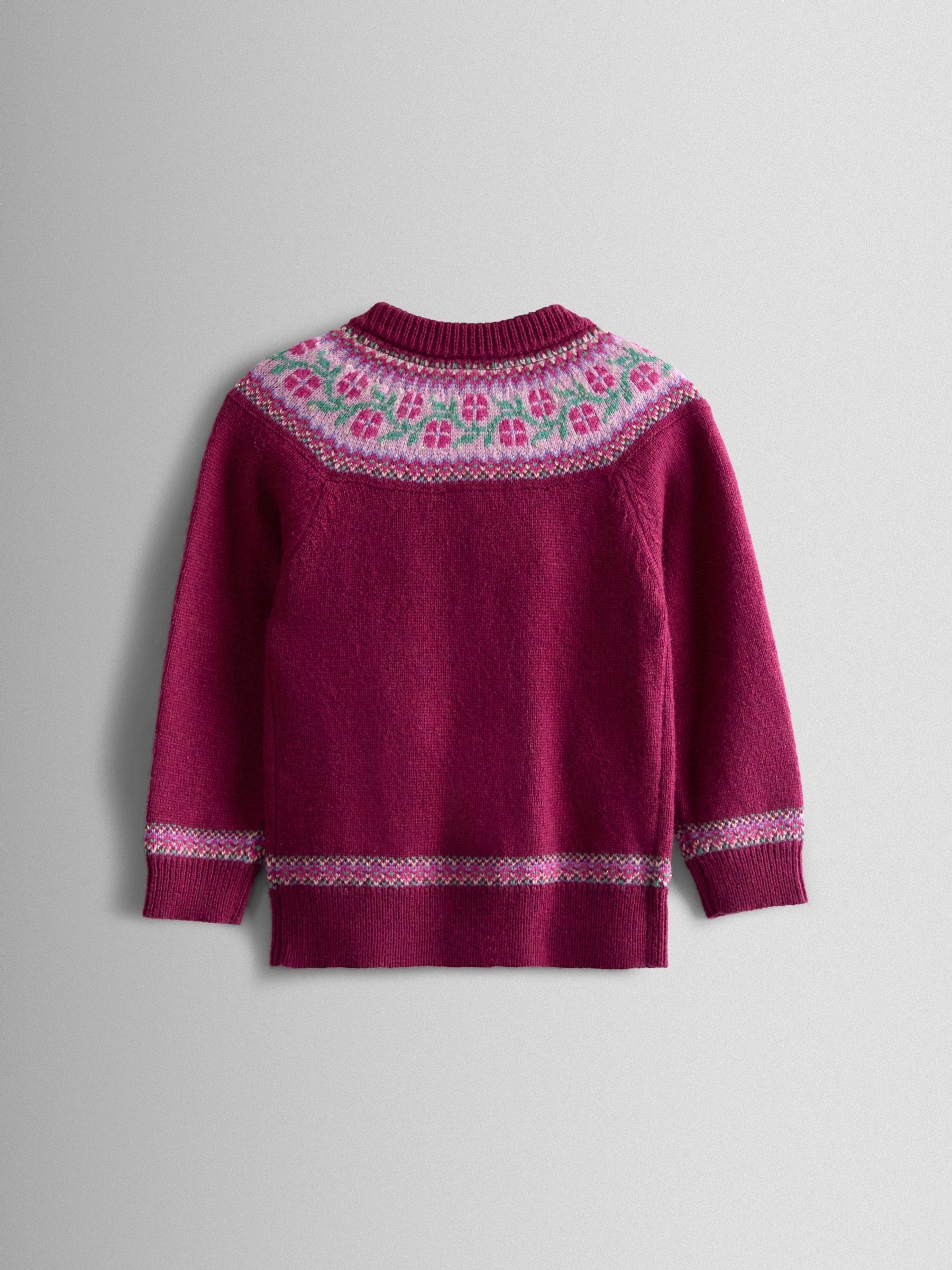 Purple Fair Isle Appliqué Pocket Cardigan - Image 2 of 3