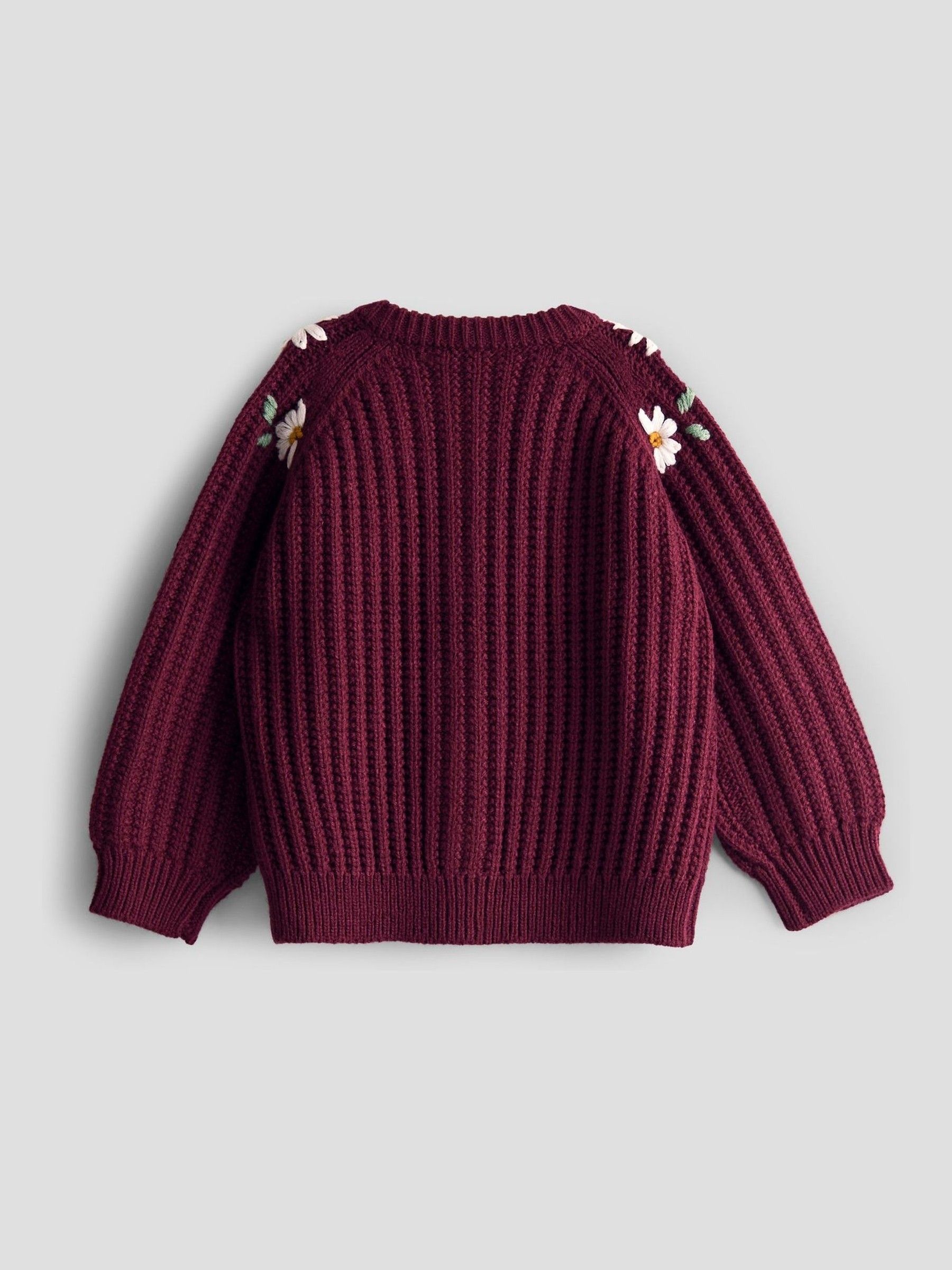 Red Floral Embroidered Textured Cardigan - Image 2 of 3