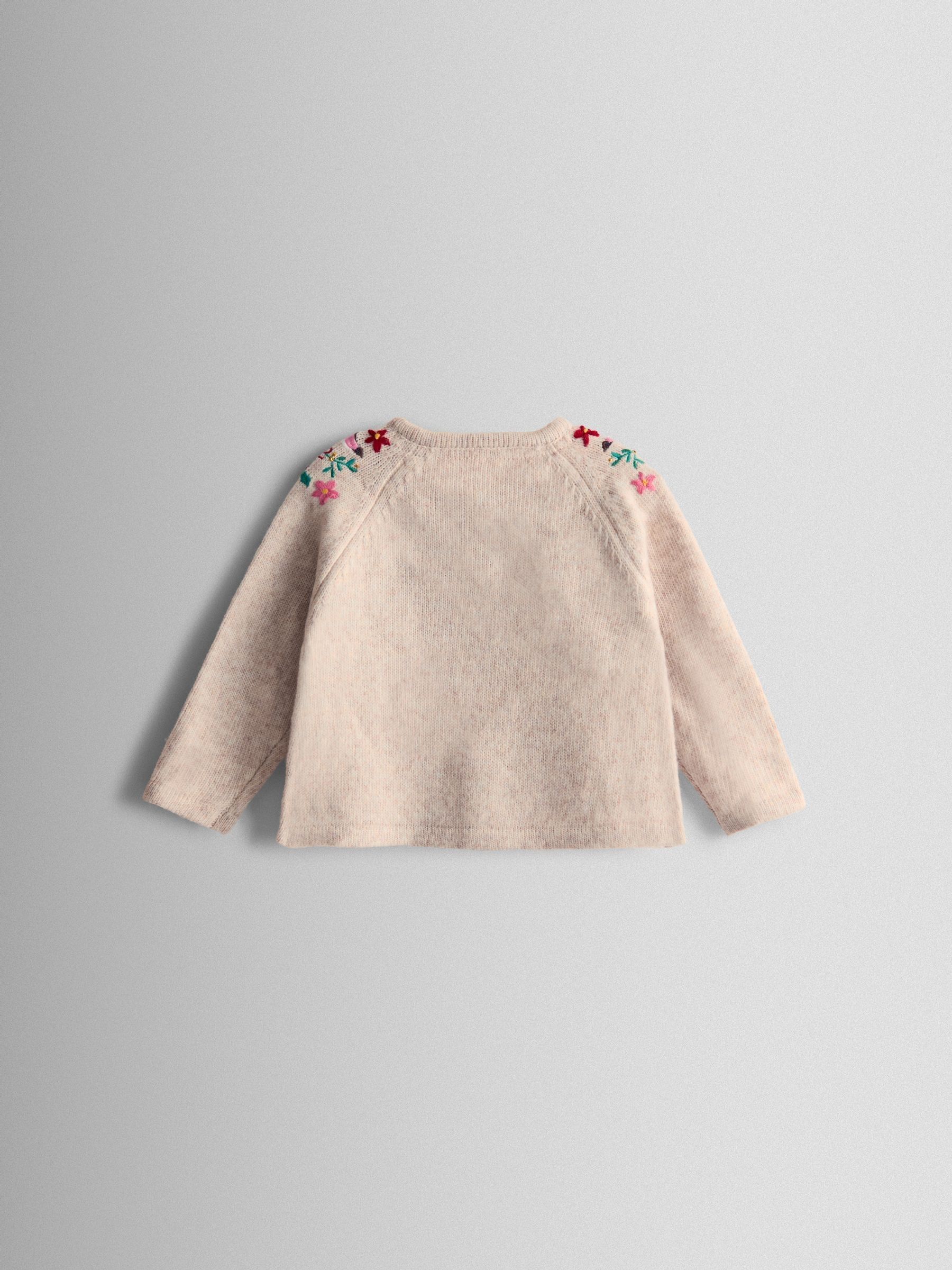 Beige Marle Christmas Robin Embroidered Cardigan - Image 2 of 3
