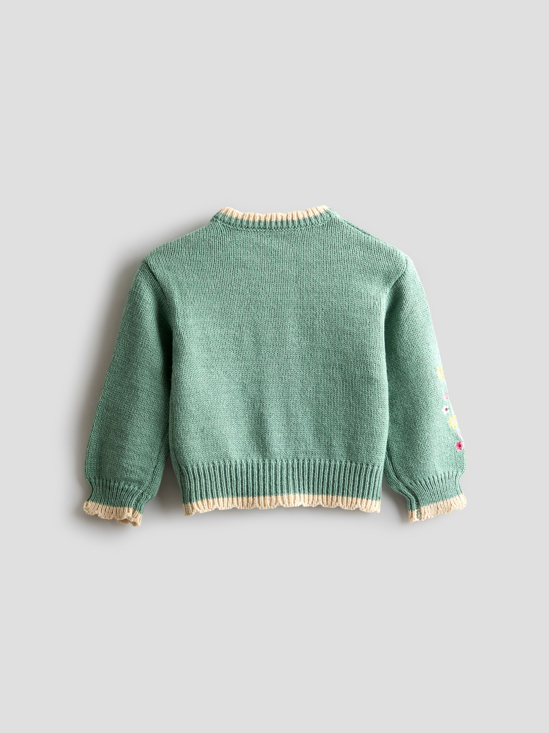 Green Scallop Edge Embroidered Pocket Cardigan - Image 2 of 3
