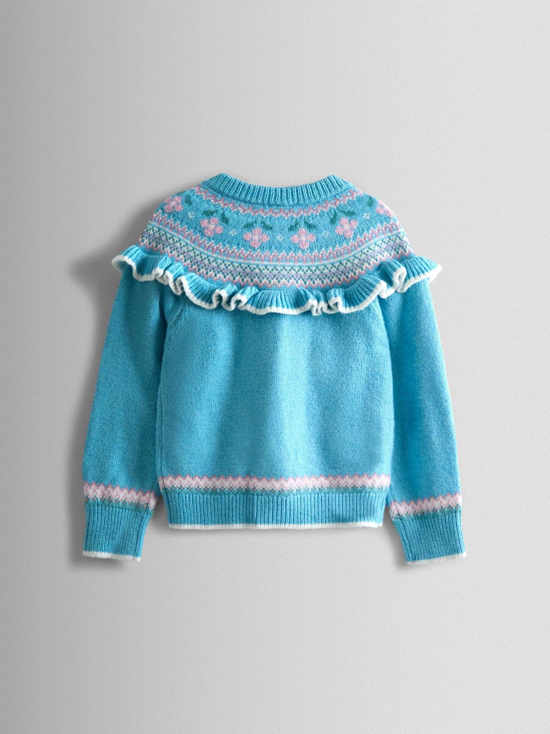 Blue Frill Yoke Fair Isle Cardigan - Image 2 of 4