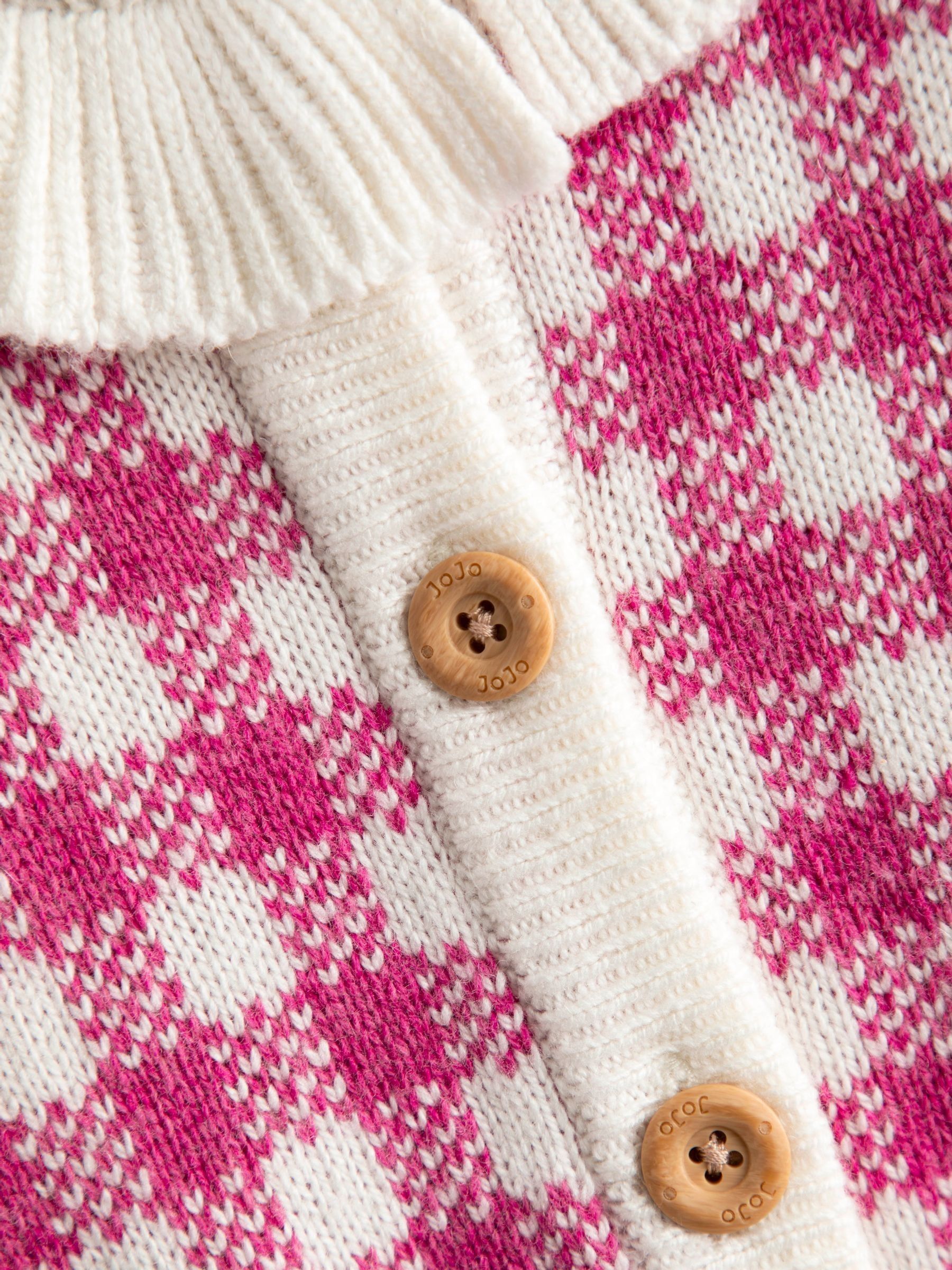 Pink Strawberry Gingham Frill-Neck Appliqué Cardigan - Image 3 of 4