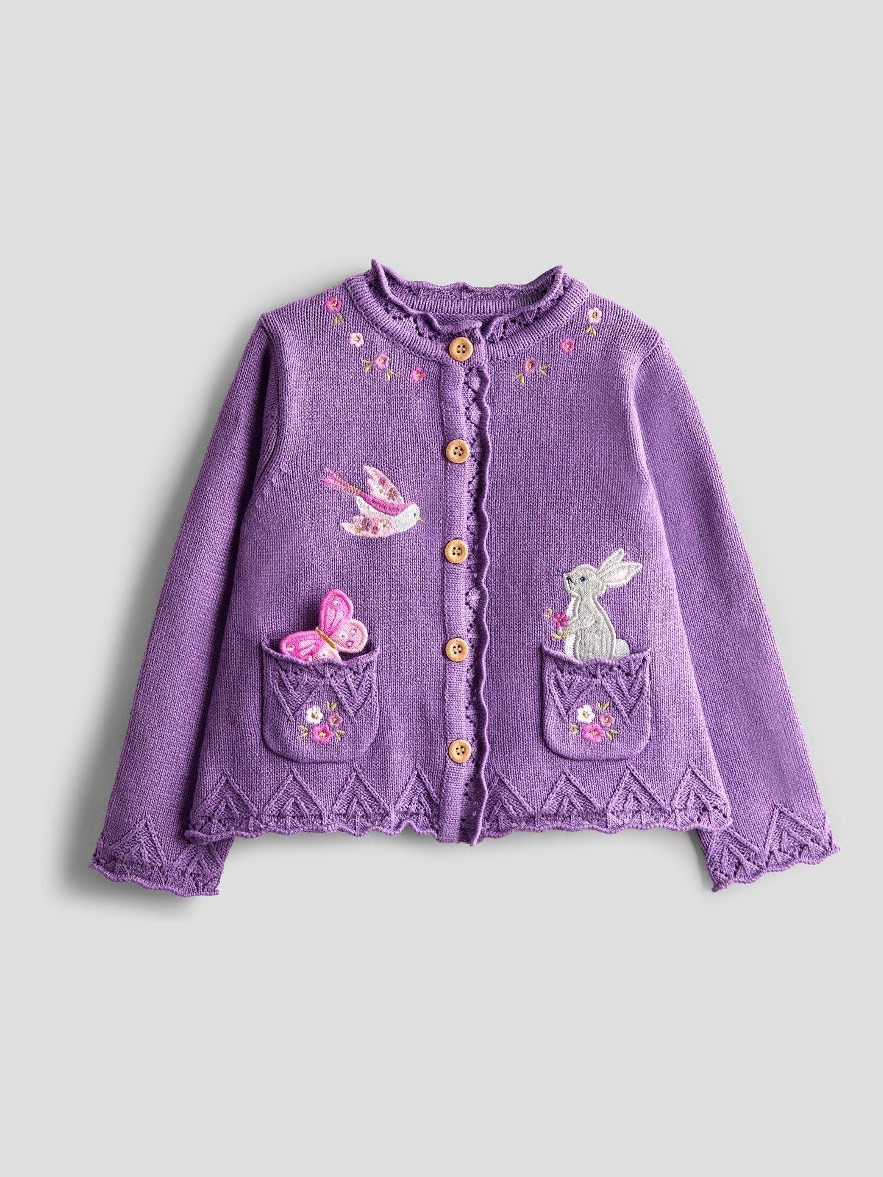 Purple Pet in Pocket Applique Cardigan - Image 1 of 5