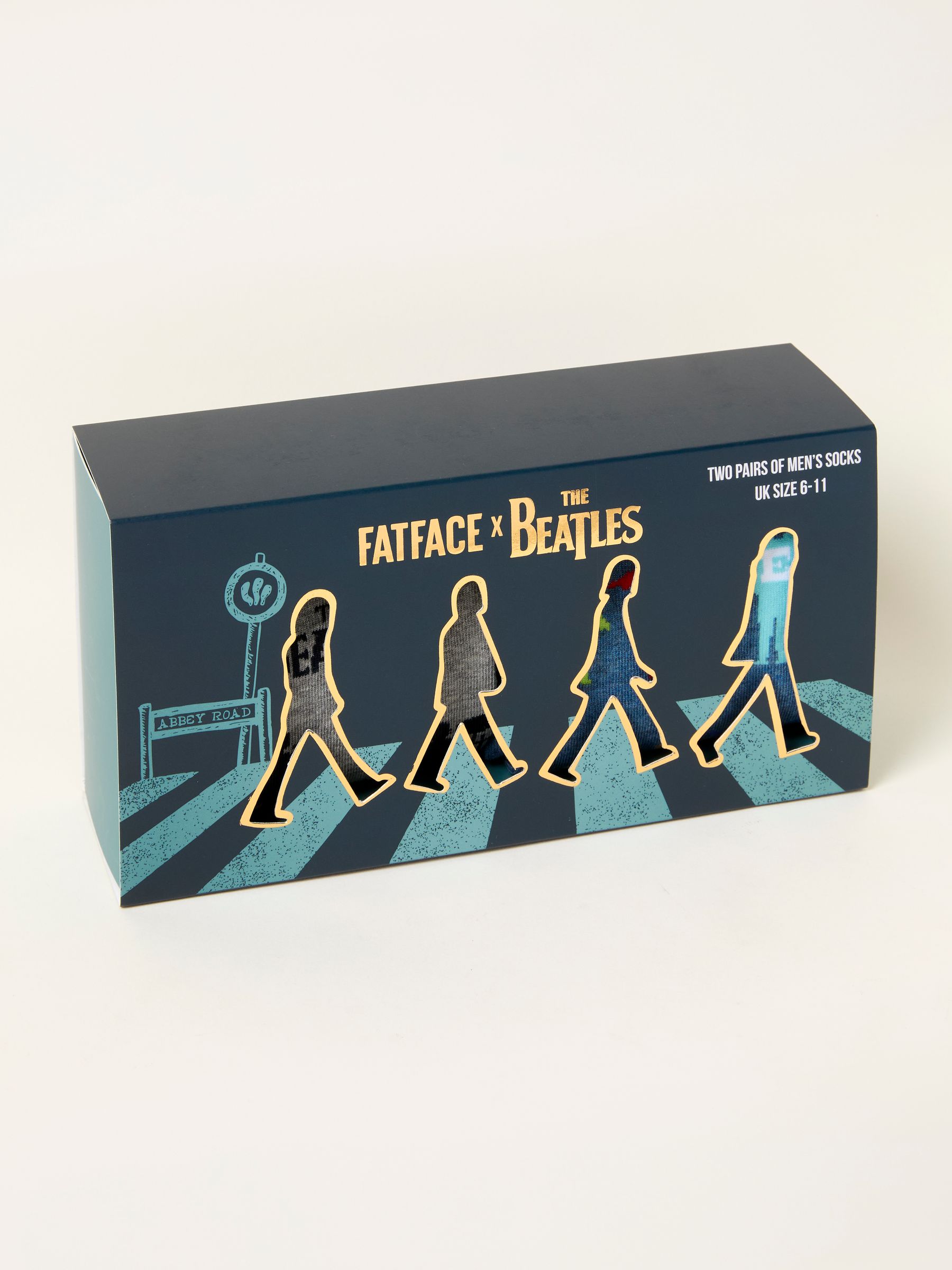 Blue Marl Two Pack Beatles Socks in a Box - Image 1 of 2