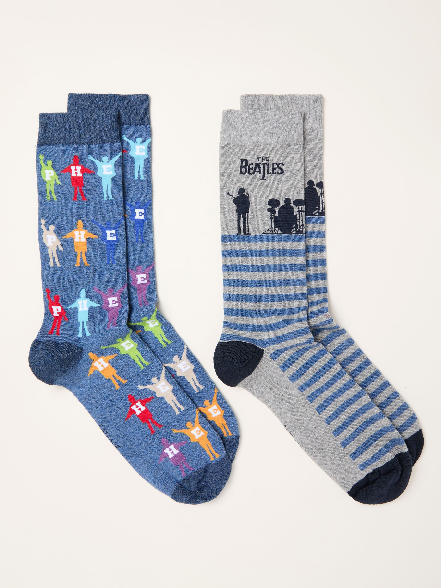 Blue Marl Two Pack Beatles Socks in a Box - Image 2 of 2 Blue Marl Two Pack Beatles Socks in a Box - Image 2 of 2