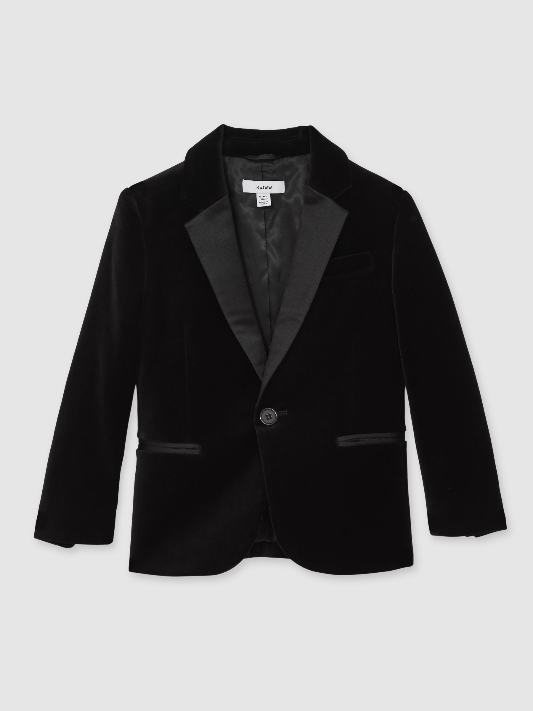 13-14 yrs Single-Breasted Velvet Blazer in Black - Image 1 of 5