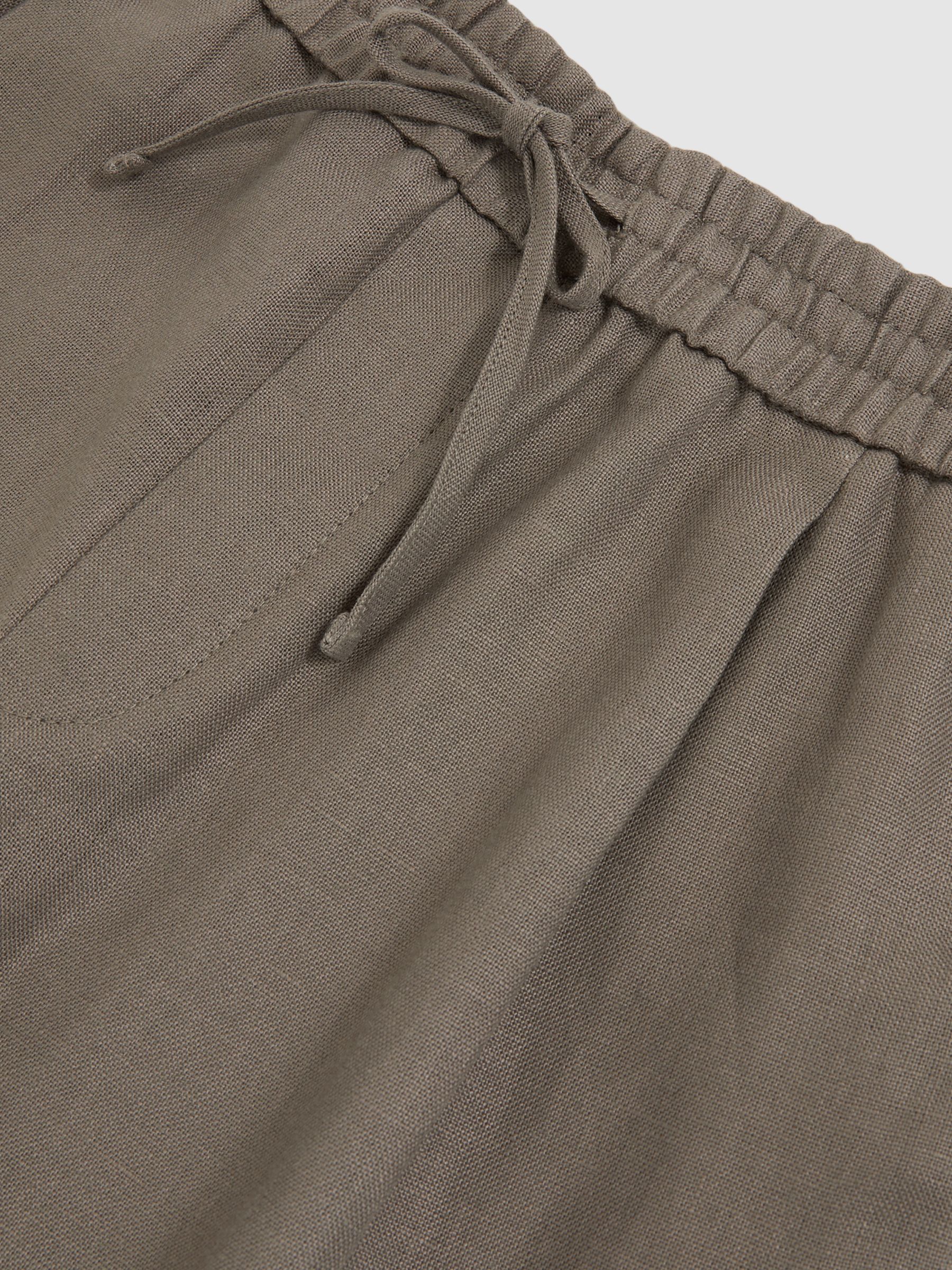 Linen Drawstring Shorts in Mushroom Brown - Image 6 of 6