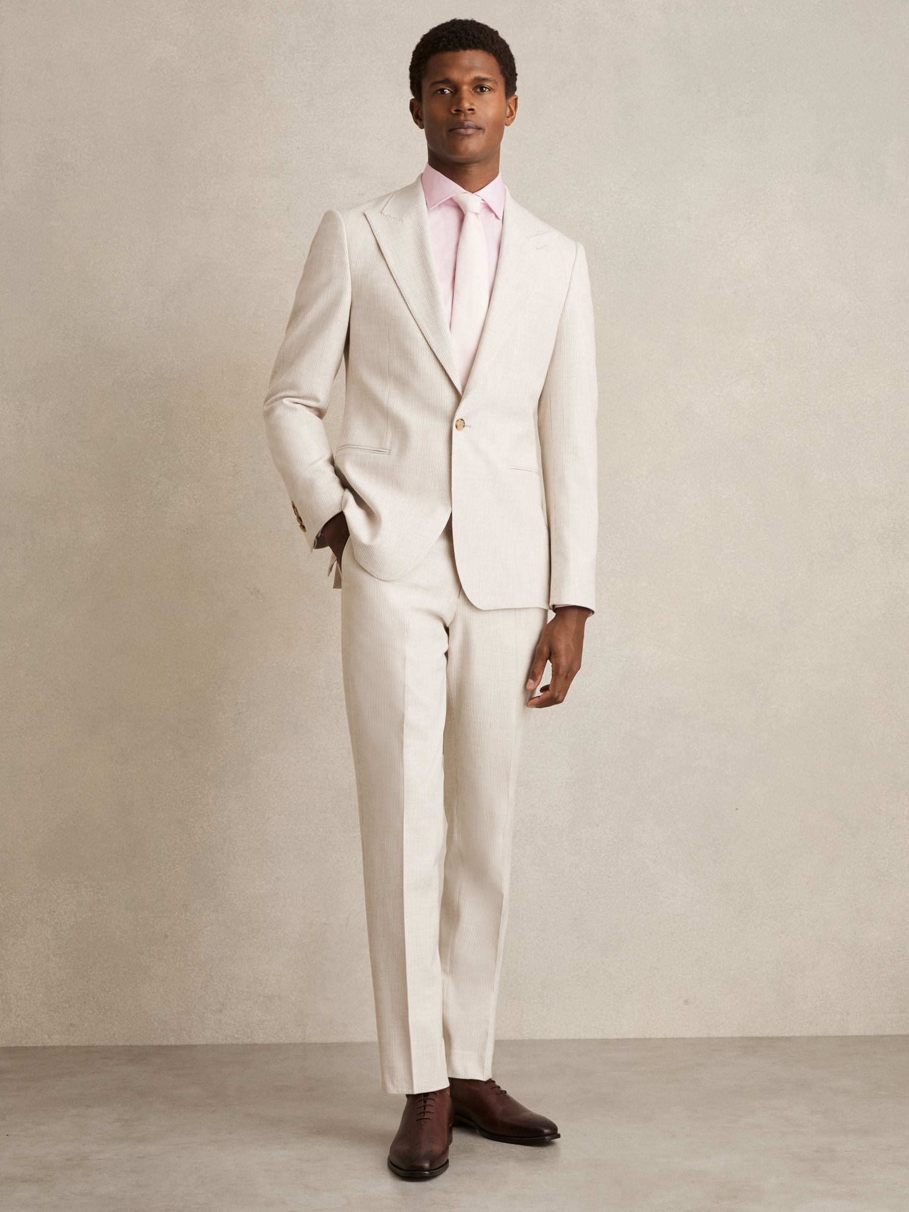 Slim Fit Cotton Sateen Shirt in Pink - Image 7 of 8