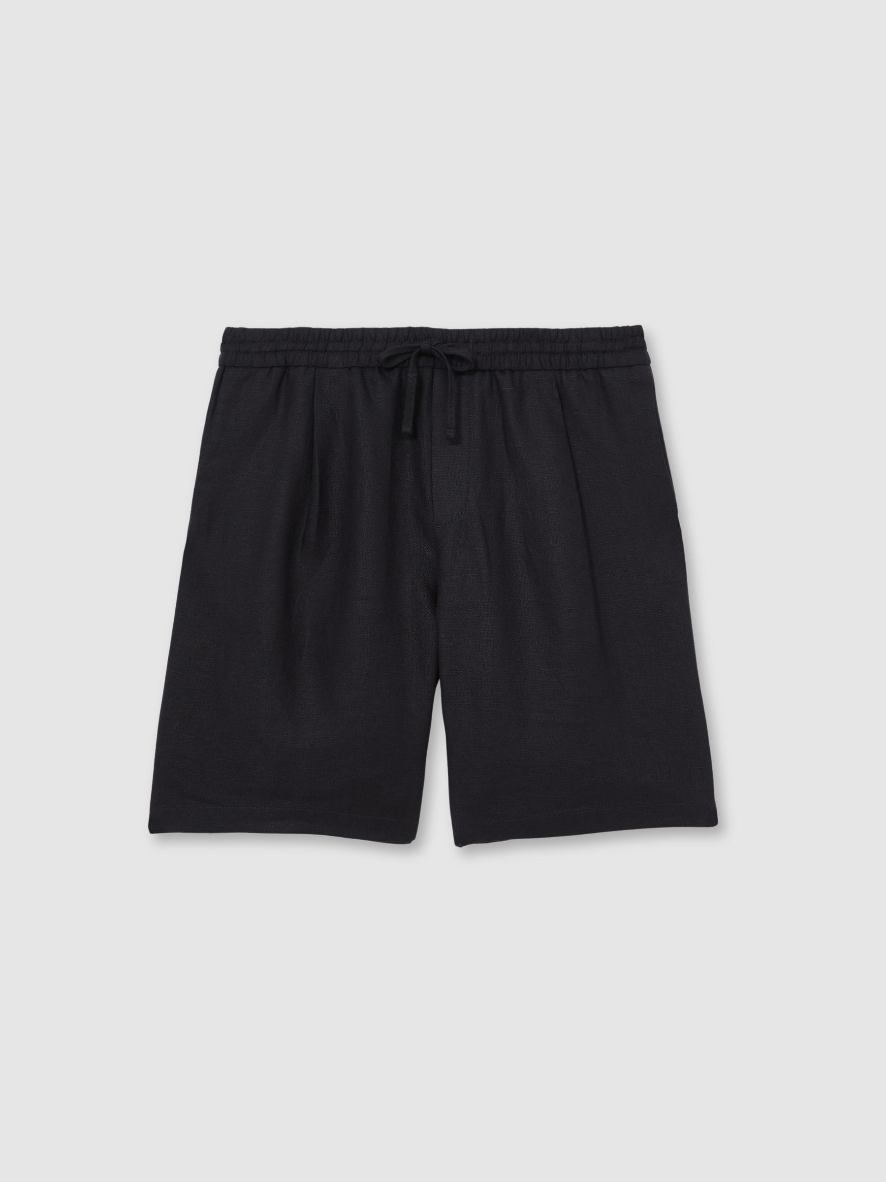 Linen Drawstring Shorts in Navy - Image 2 of 7
