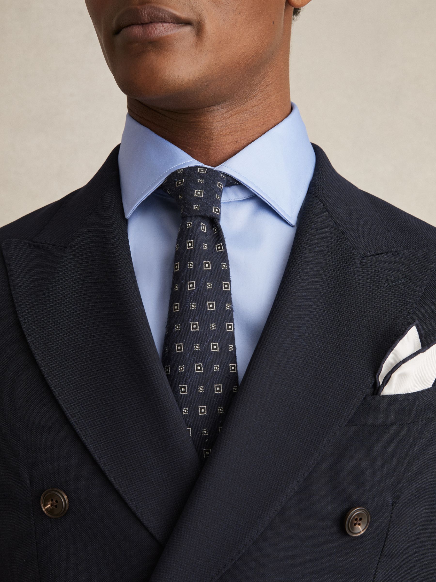 Slim Fit Cotton Sateen Shirt in Mid Blue - Image 5 of 6