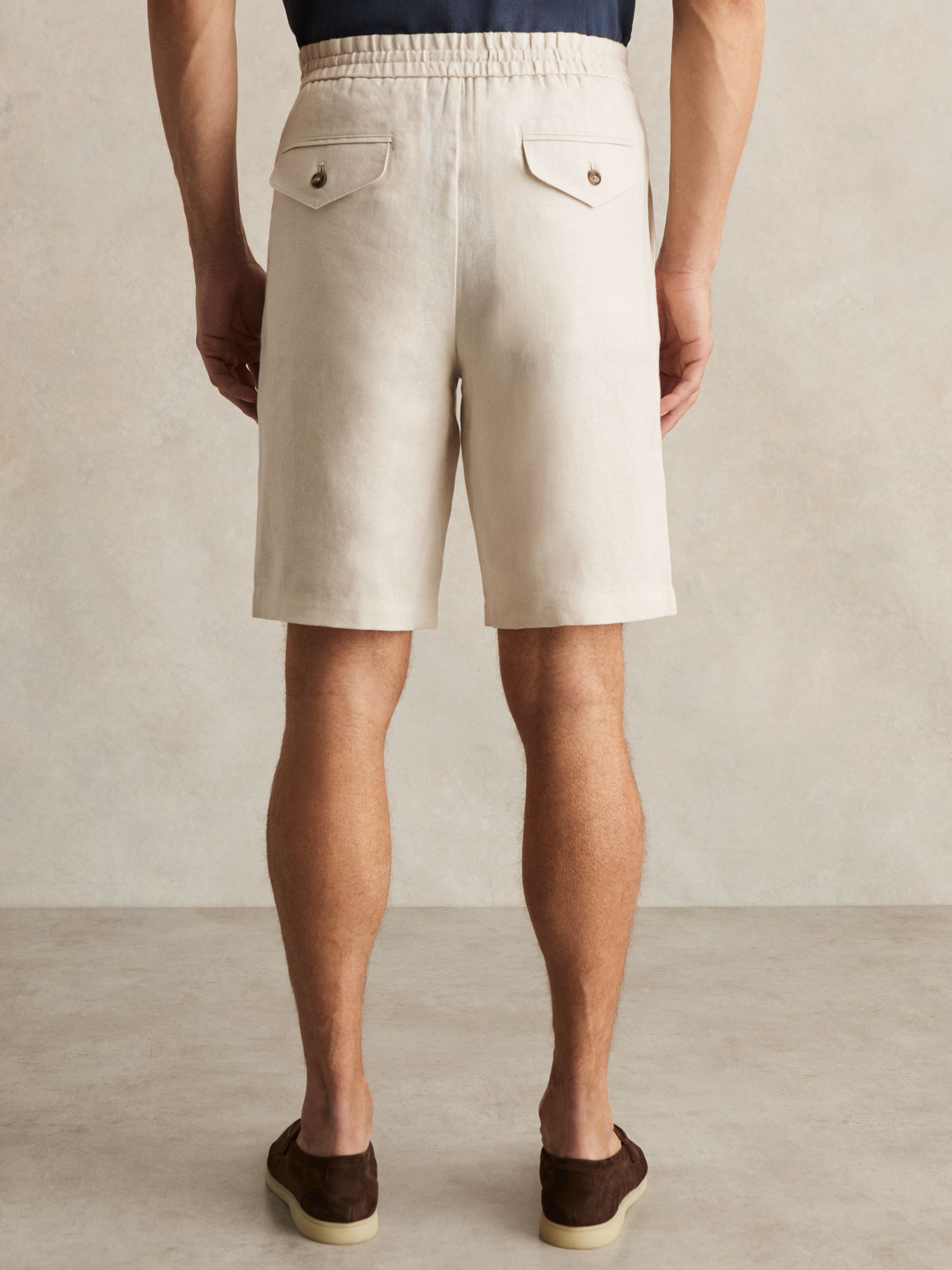 Linen Drawstring Shorts in Stone - Image 4 of 5