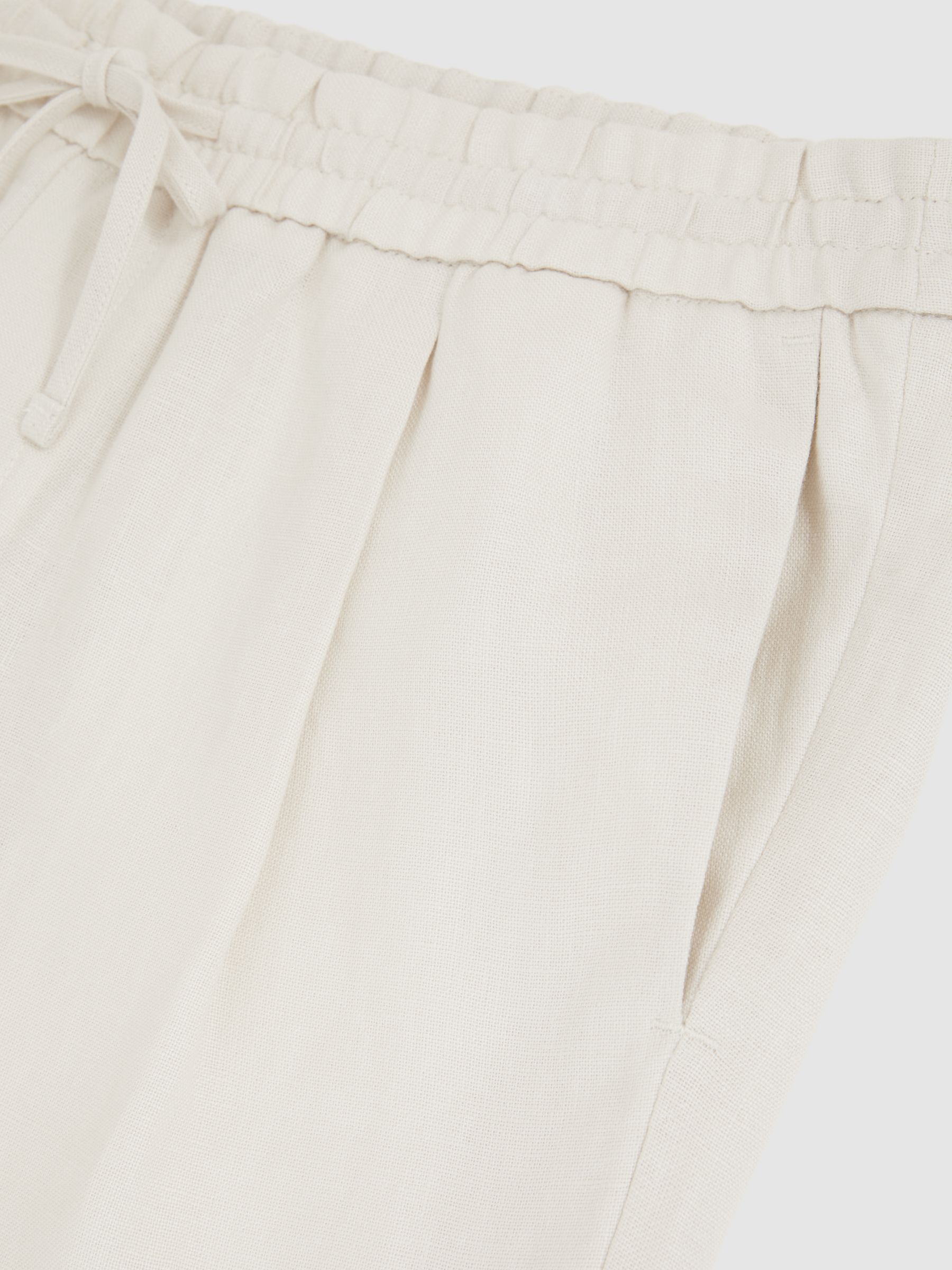 Linen Drawstring Shorts in Stone - Image 5 of 5