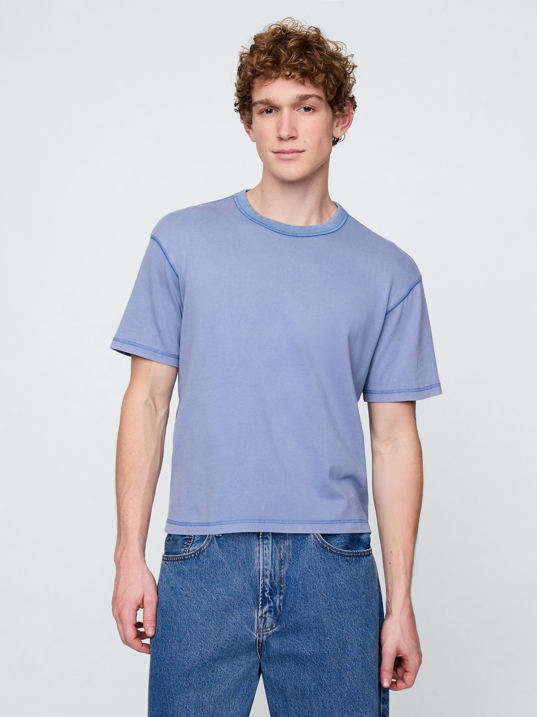 Blue Heavyweight Boxy T-Shirt - Image 1 of 3