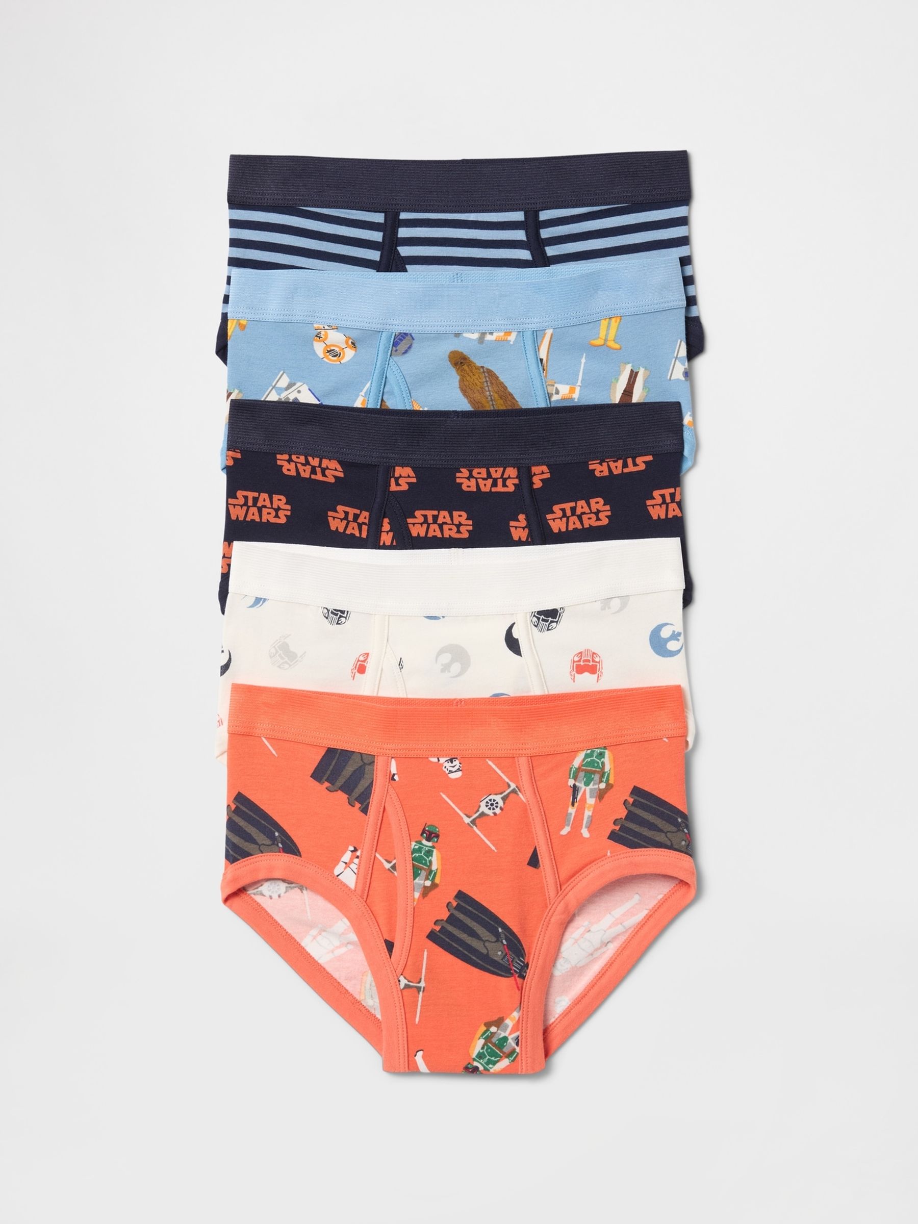 Blue/Orange/Cream Star Wars 5 Pack Cotton Stretch Underwear Briefs (4-13yrs) - Image 1 of 1