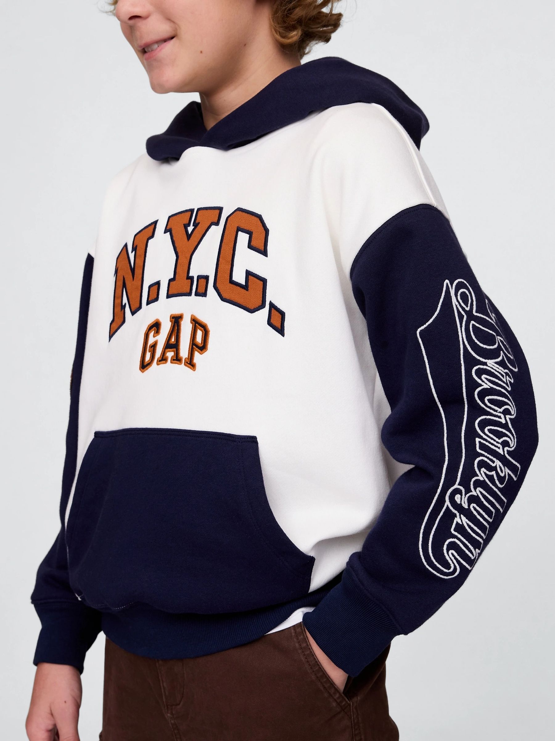 White Vintage Soft NYC Logo Hoodie (4-13yrs) - Image 5 of 5
