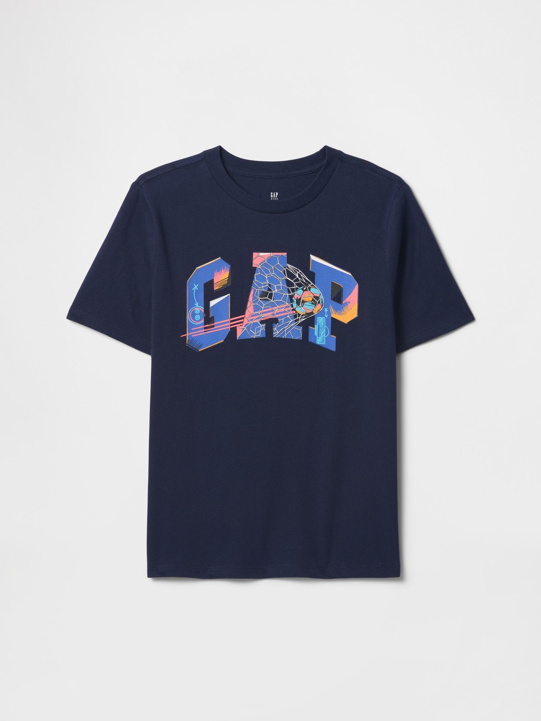 Navy Blue Football Graphic Logo T-Shirt (4-13yrs) - Image 1 of 2
