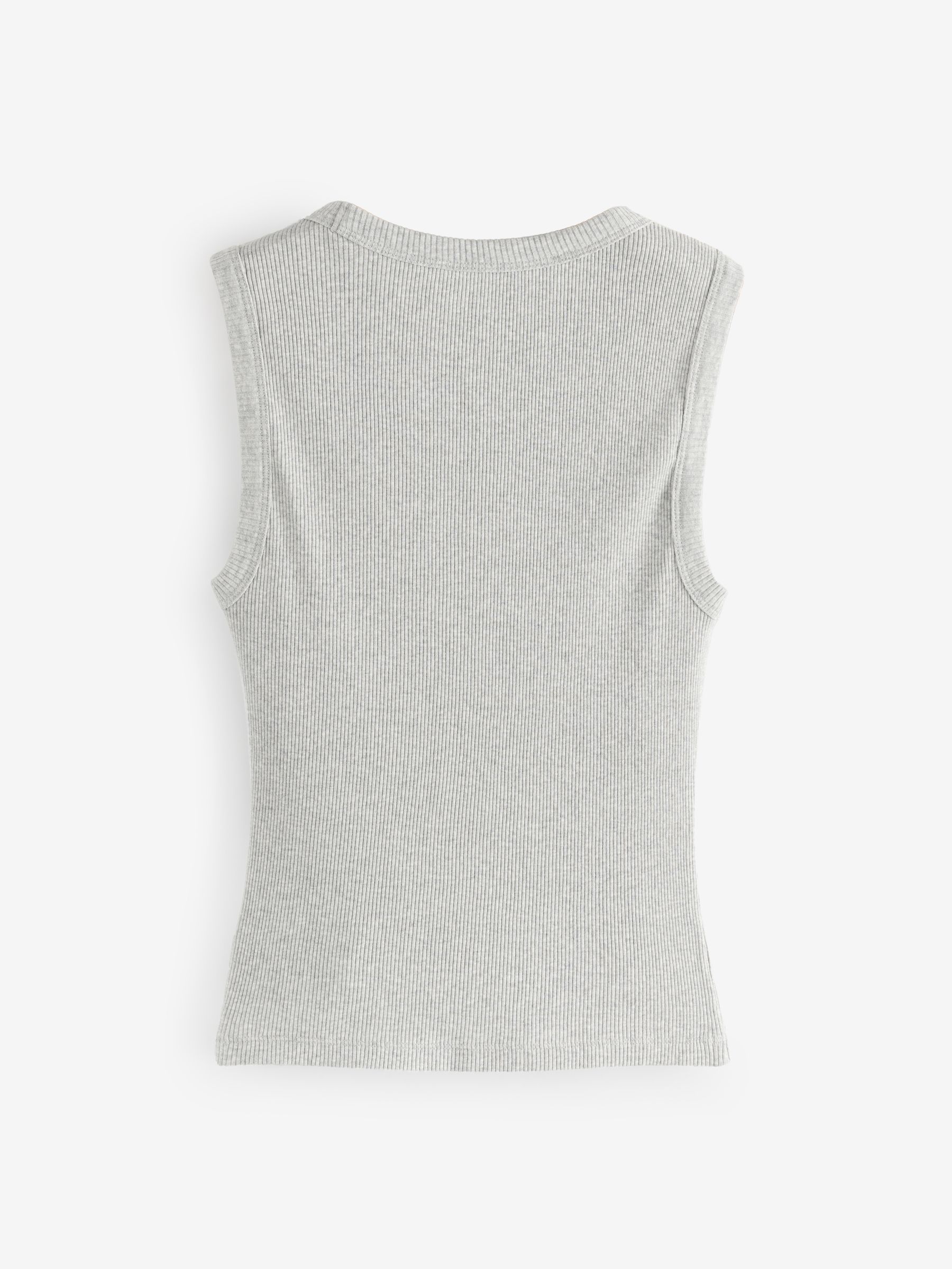 Light Grey Ribbed Knit Cotton Stretch Scoop Vest - Image 2 of 4