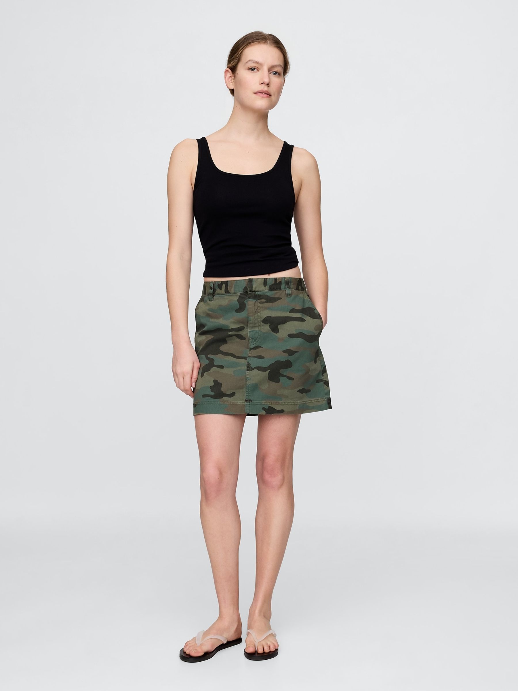 Green Low Waist Camo Mini Skirt - Image 1 of 7