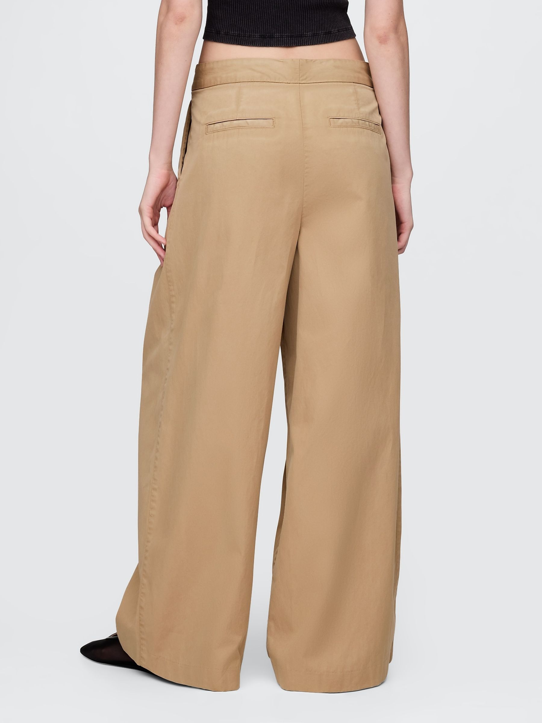 Beige Ultrasoft High Waisted Twill Pleated Wide-Leg Chinos - Image 2 of 8