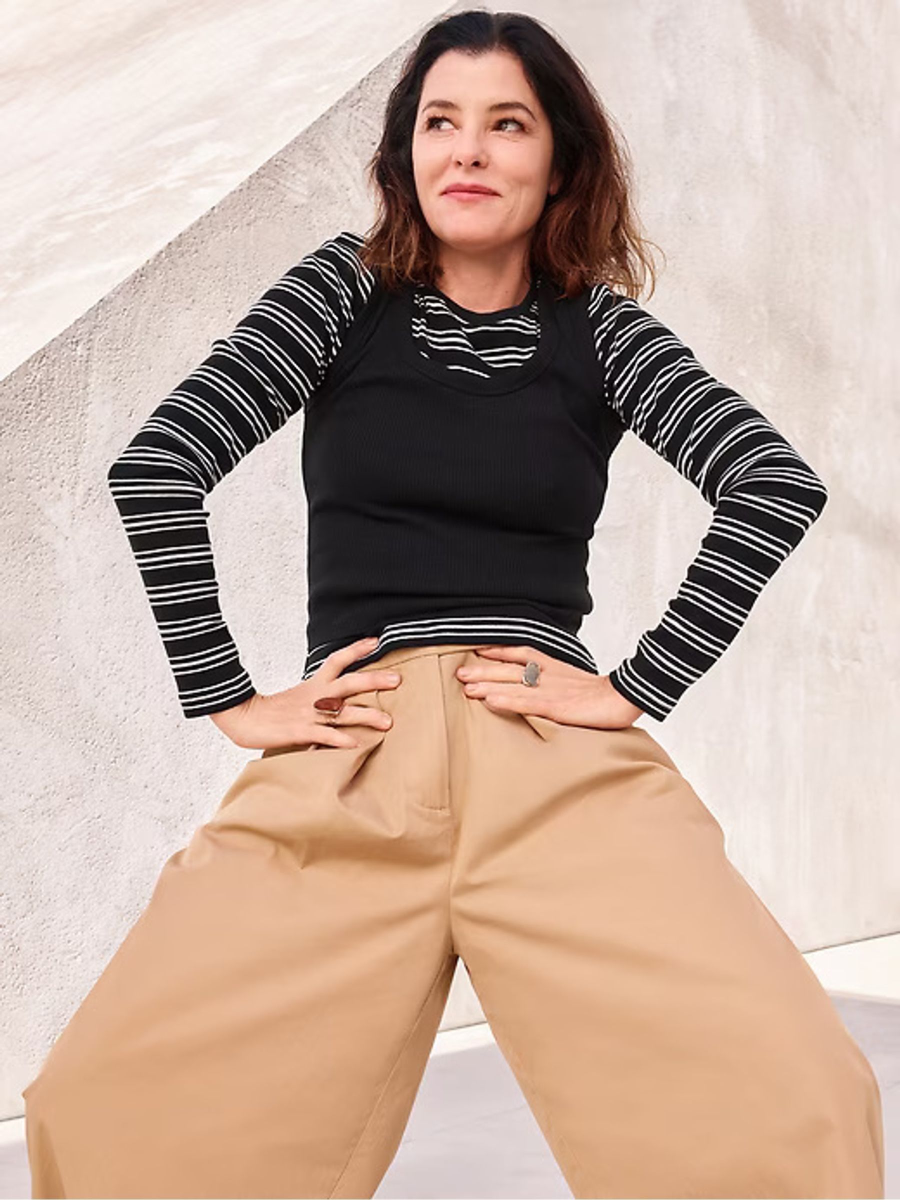 Beige Ultrasoft High Waisted Twill Pleated Wide-Leg Chinos - Image 7 of 8