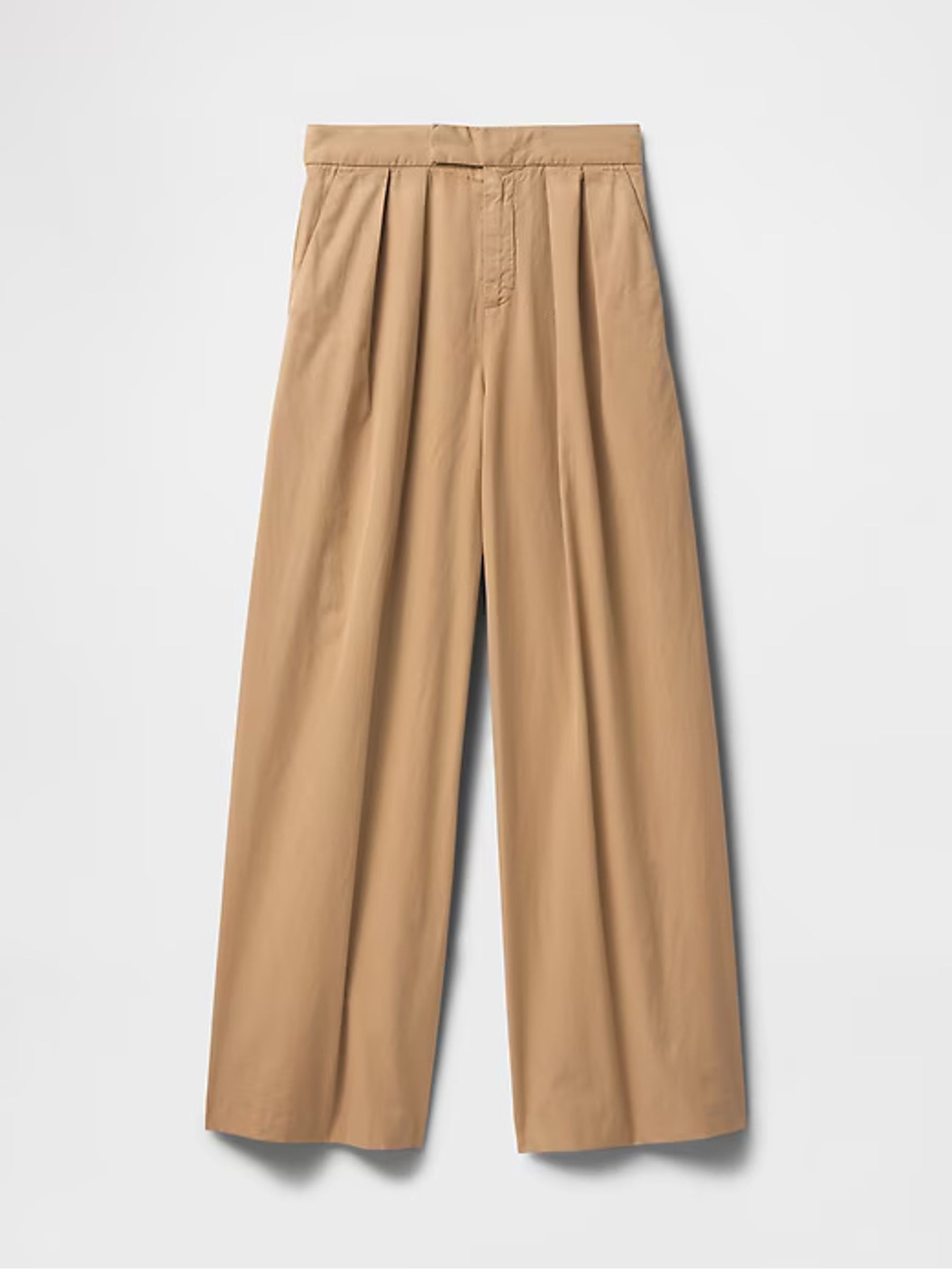 Beige Ultrasoft High Waisted Twill Pleated Wide-Leg Chinos - Image 8 of 8