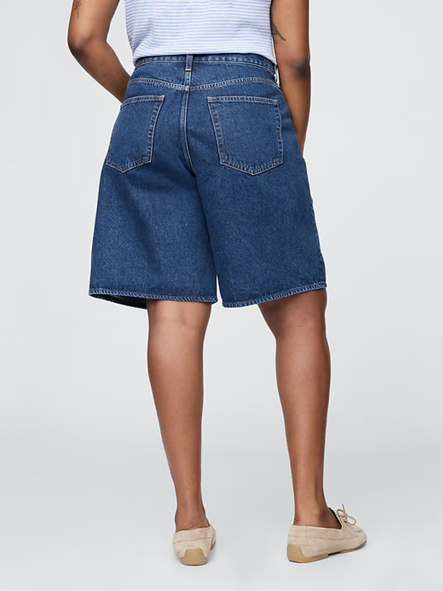 Blue 11.5" Mid Rise Longline Denim Shorts - Image 6 of 9