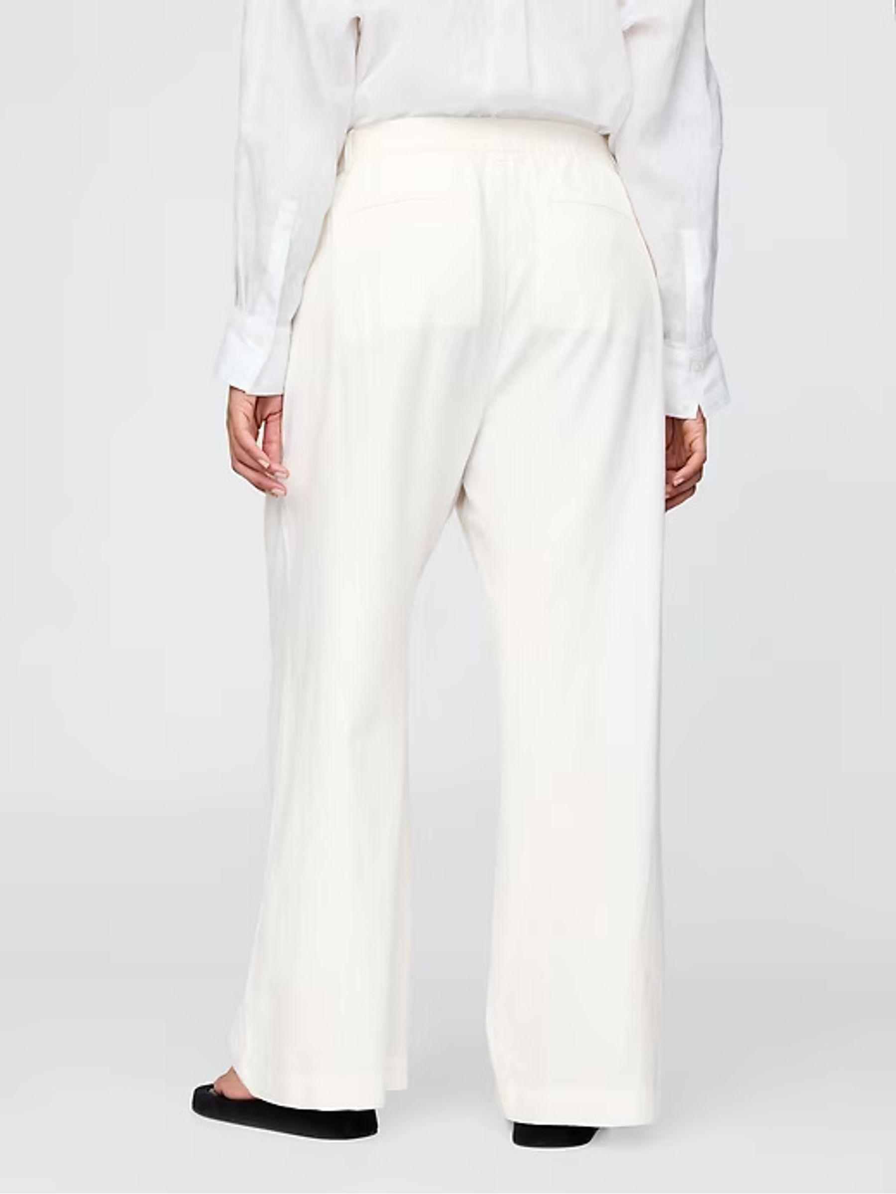 White Wide Leg Heavyweight Linen-Blend Trousers - Image 6 of 7