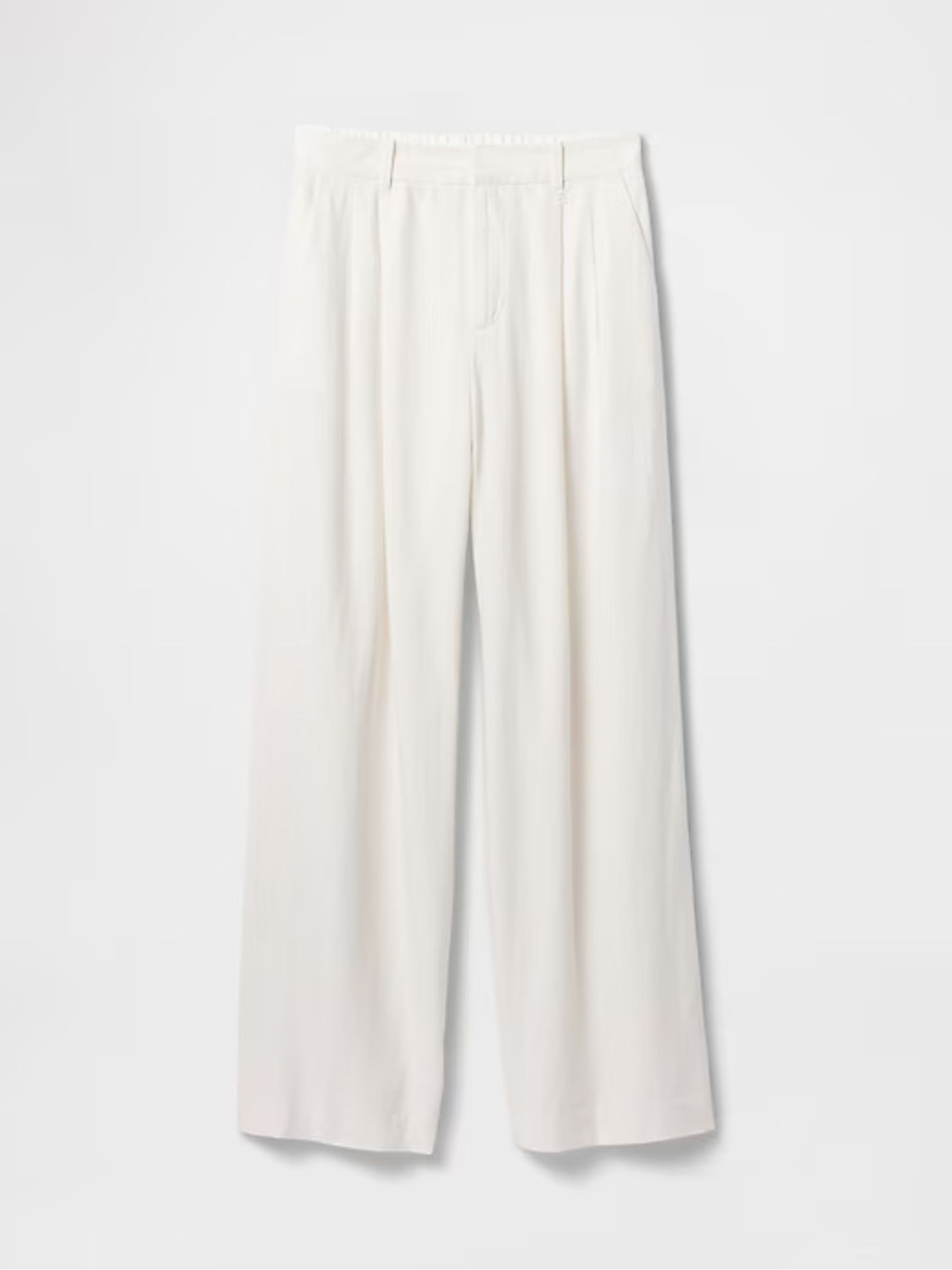 White Wide Leg Heavyweight Linen-Blend Trousers - Image 7 of 7